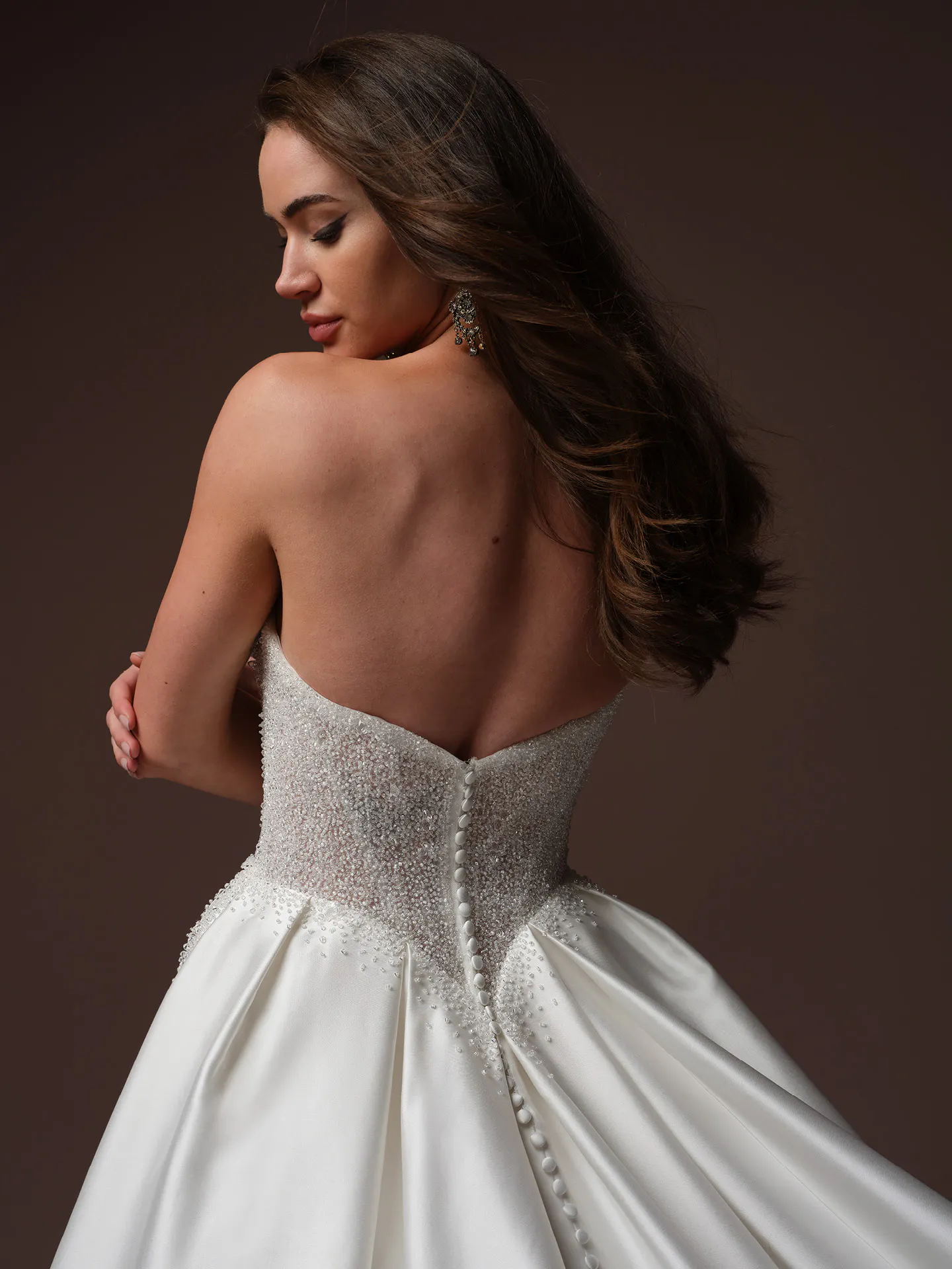 Sottero and Midgley Rumi beaded bodice ballgown, back view.