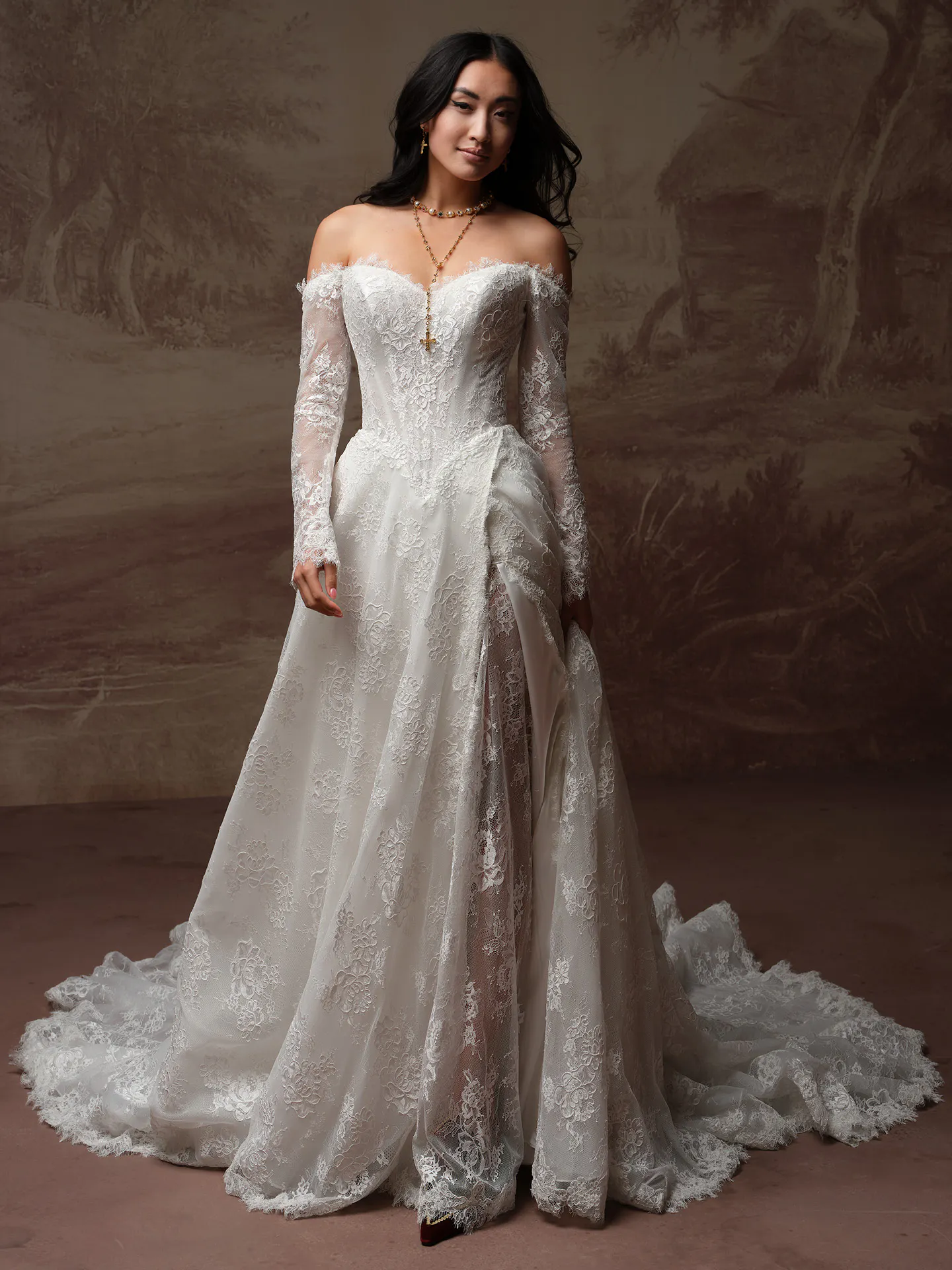 maggie sottero a line dress Vespera Lace Slit A-Line Wedding | and Midgley Web Collection: New In These 2000s-Inspired Halloween Costumes Size:3XL line dress that combines