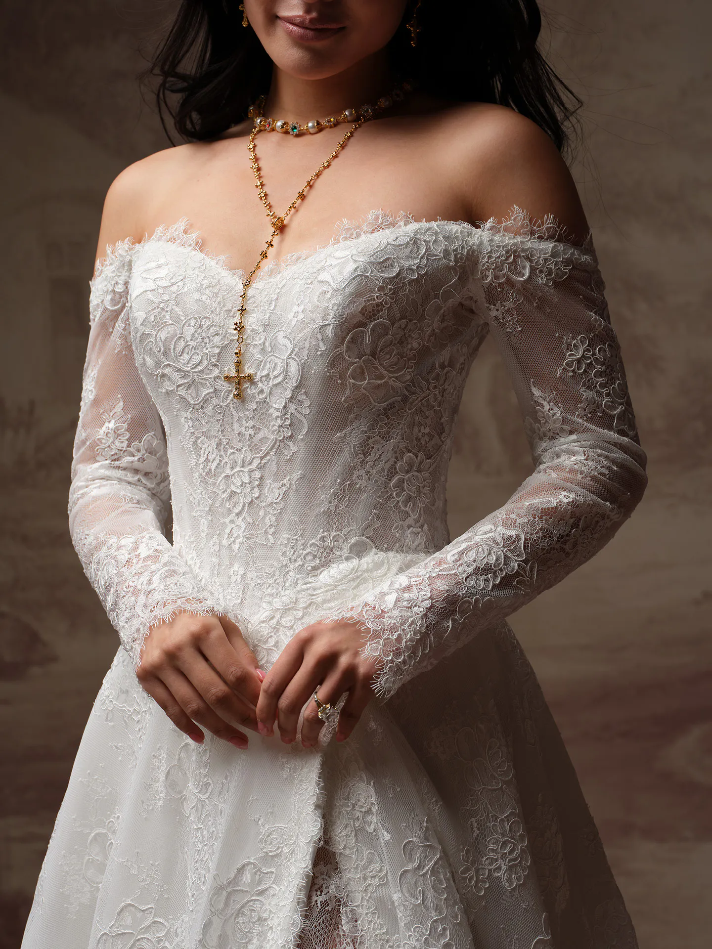 Sottero and Midgley Vespera, front view lace A-Line wedding dress.