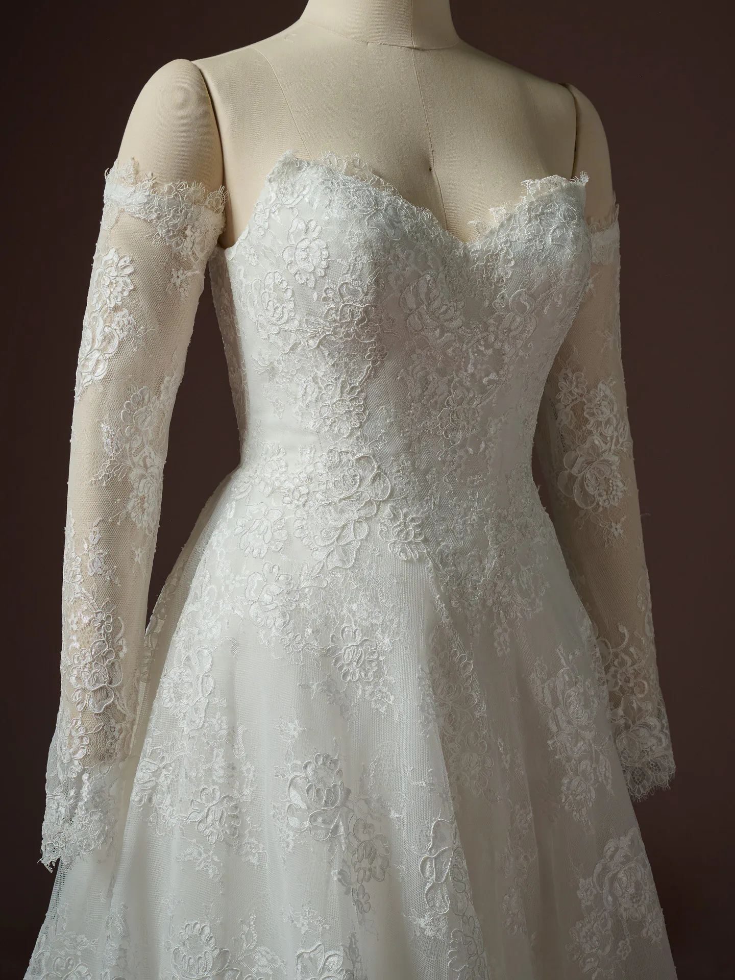 Vespera, front view lace A-Line dress Sottero and Midgley.