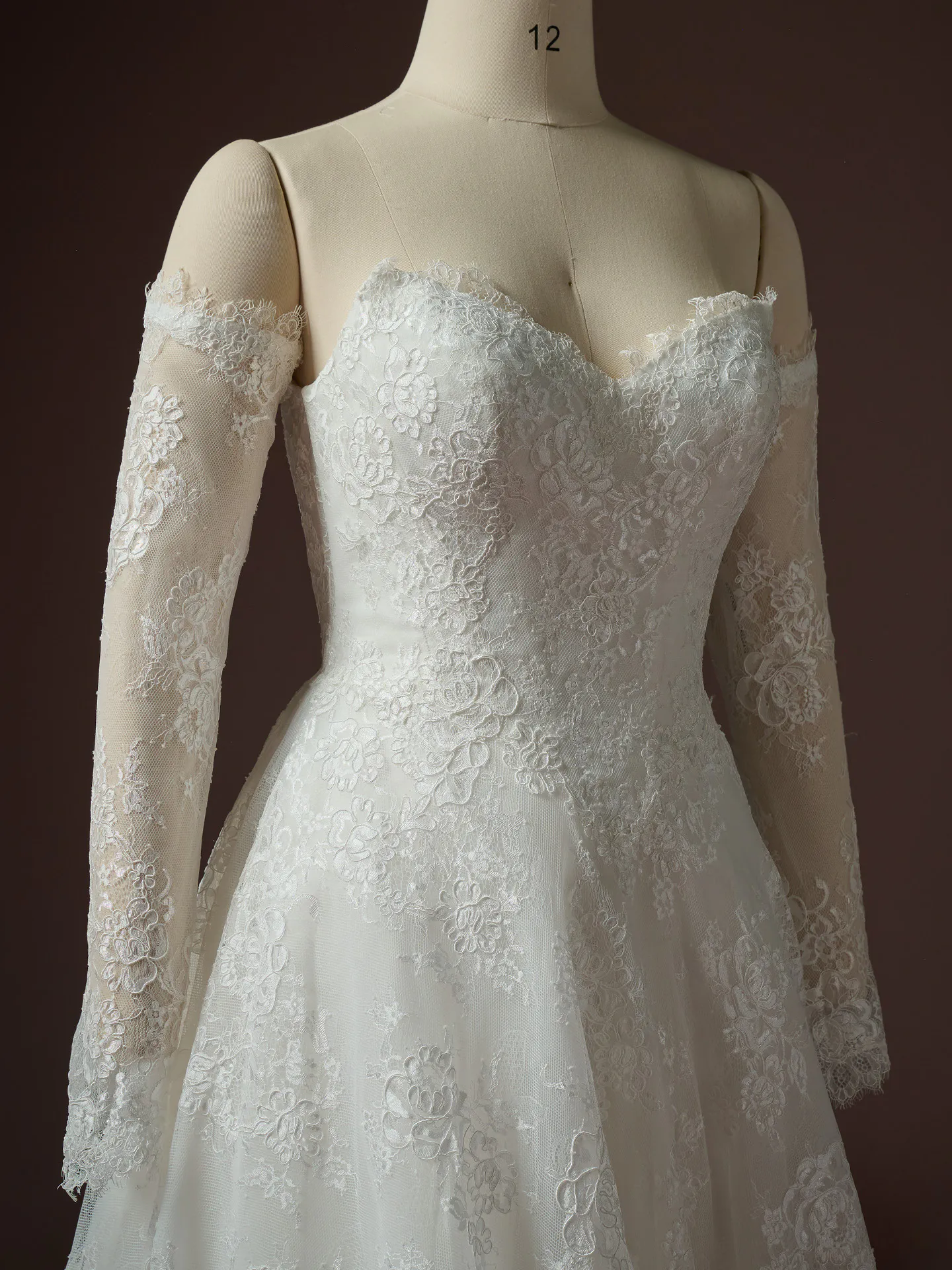 Sottero and Midgley Vespera detachable sleeves, front view.