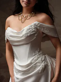 Luxe satin 3-D beaded lace bridal sleeves