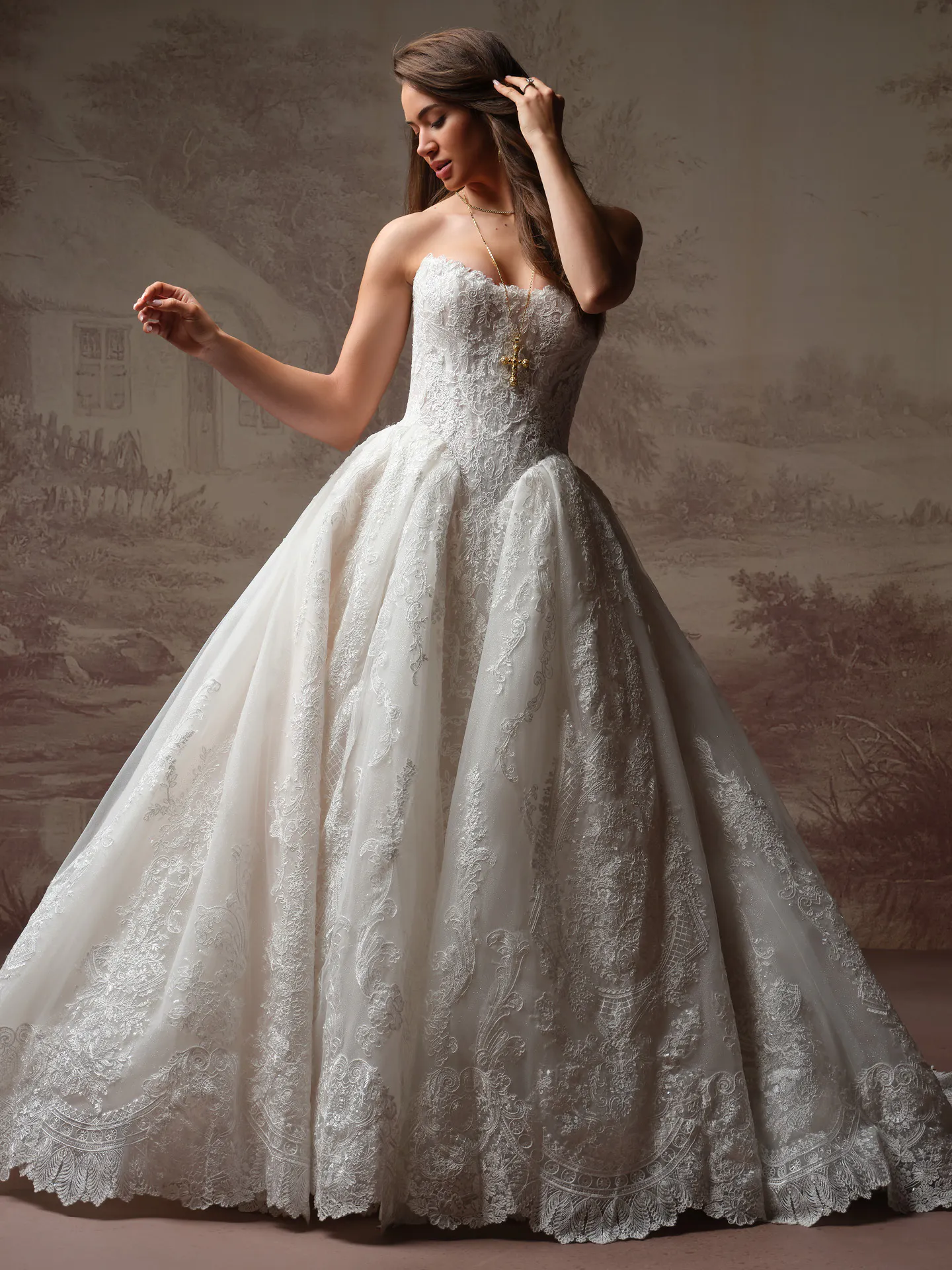 Sottero and Midgley Yesenia sequin lace ballgown wedding dress, front view.