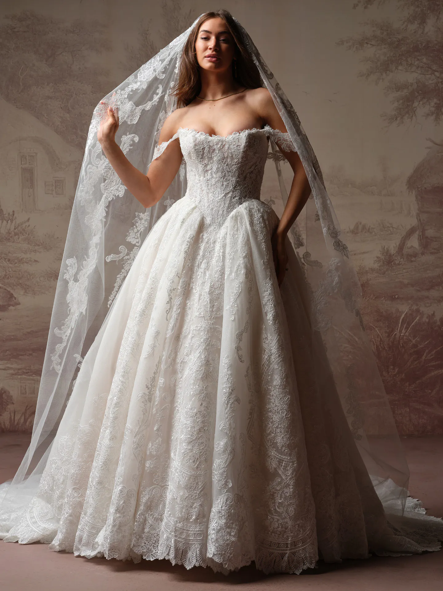Sottero and Midgley Yesenia sequin lace ballgown wedding dress, front view.