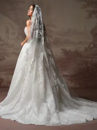 Enchanting sequin lace motif wedding veil