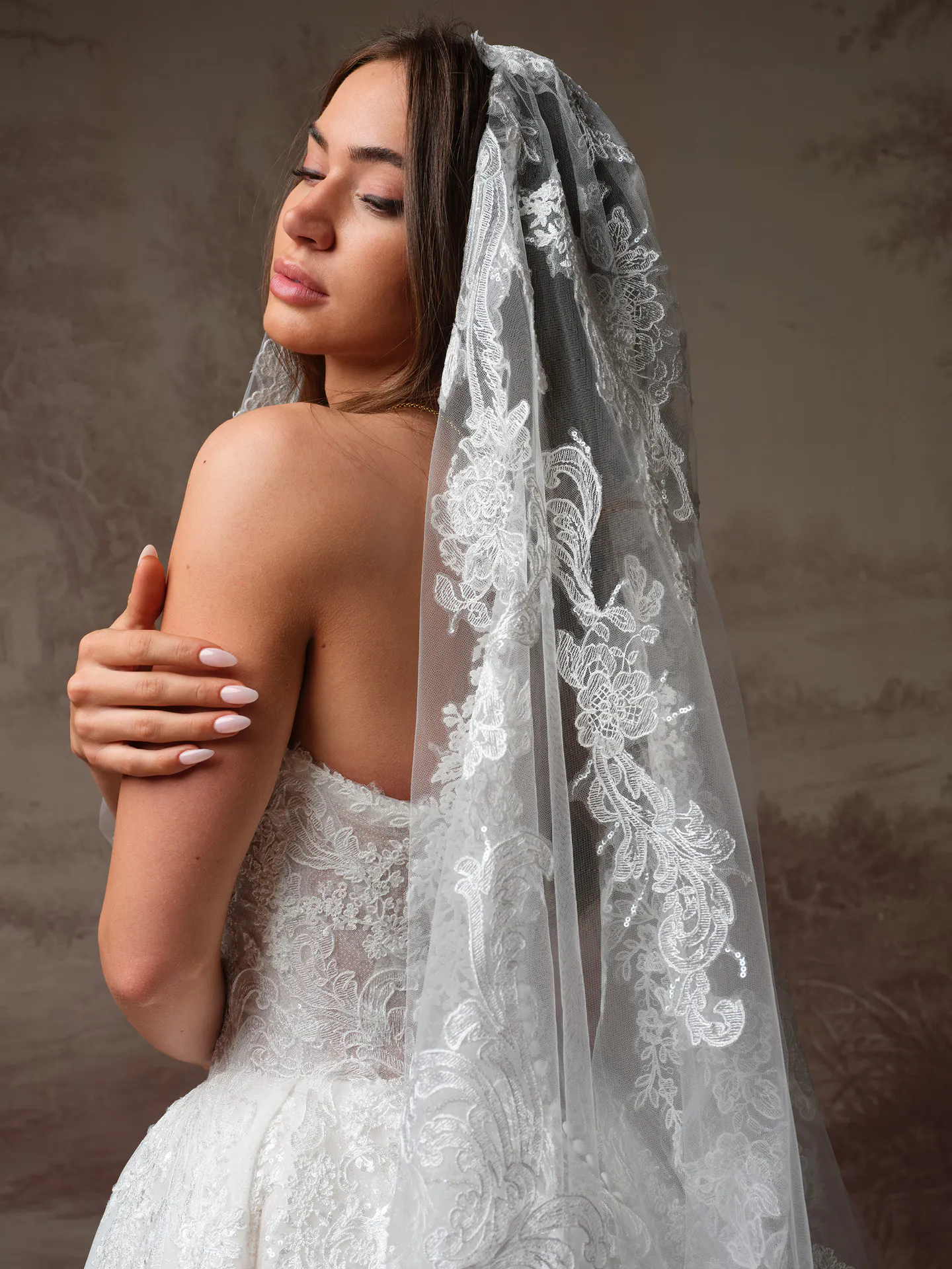 Sottero and Midgley Yesenia veil, front view.