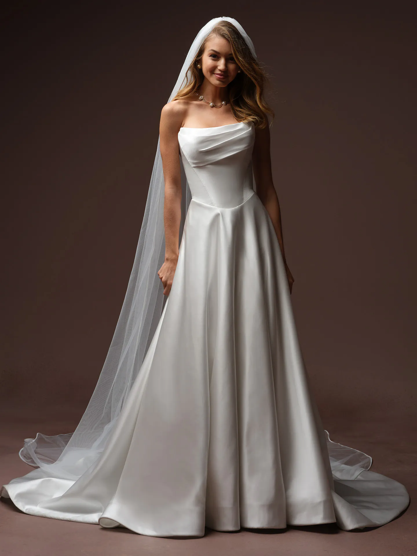 Maggie Sottero Veil Accessory - Soft 1/4" Satin Ribbon Edge Veil 006 accessory, front view.