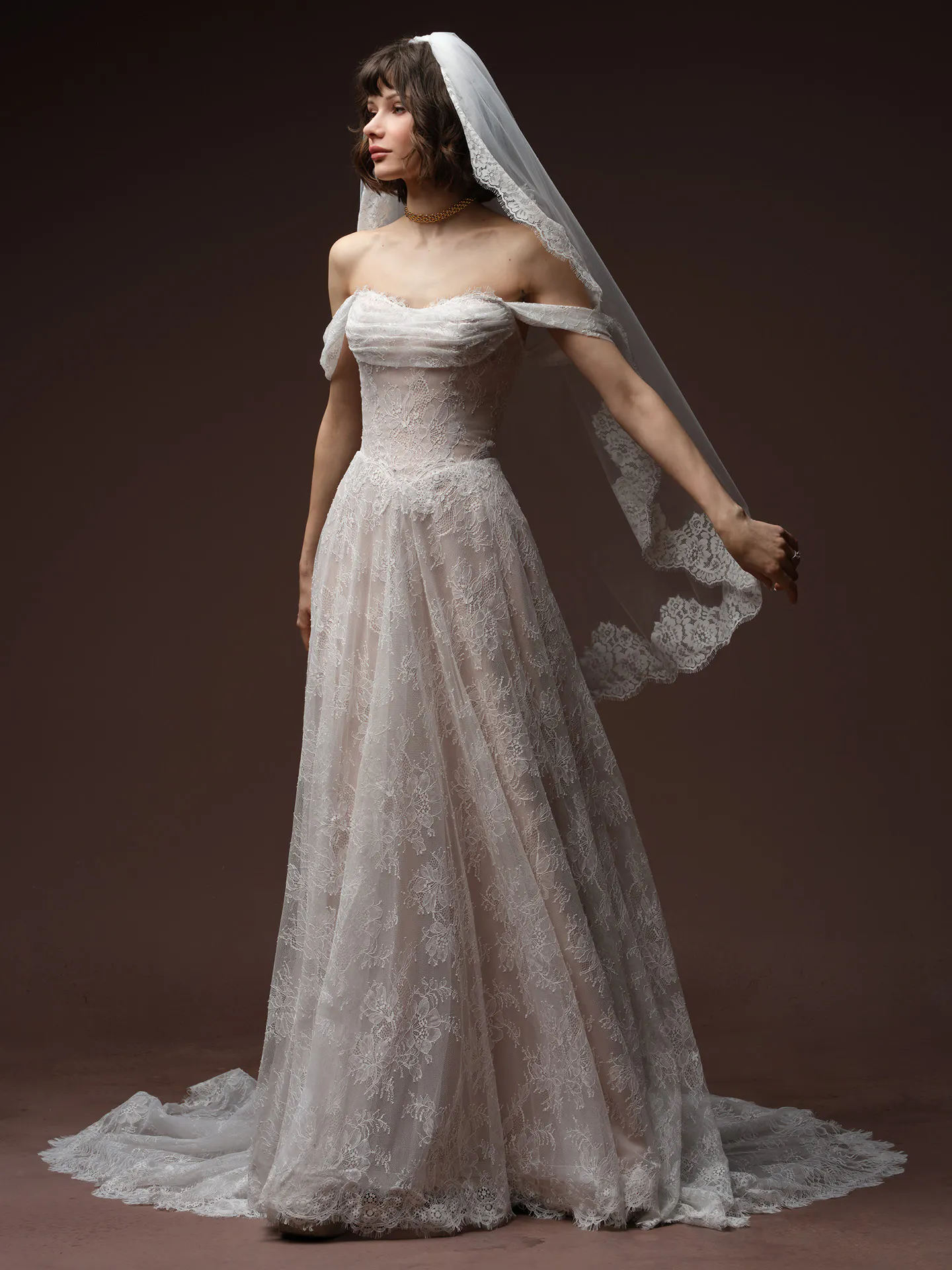 Maggie Sottero Veil Accessory - Soft Lace Edge Veil 010 accessory, front view.