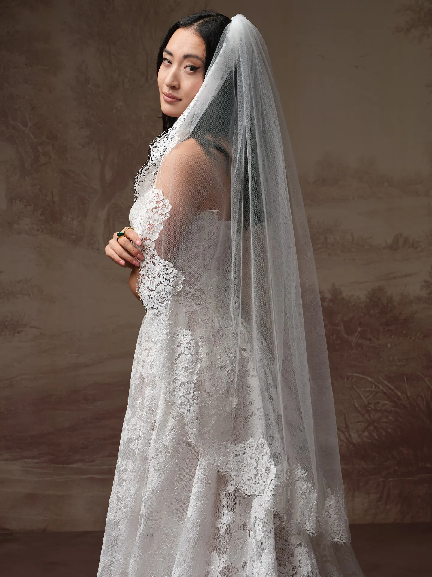 Maggie Sottero Veil Accessory - Soft Lace Edge Veil 011 accessory, front view.
