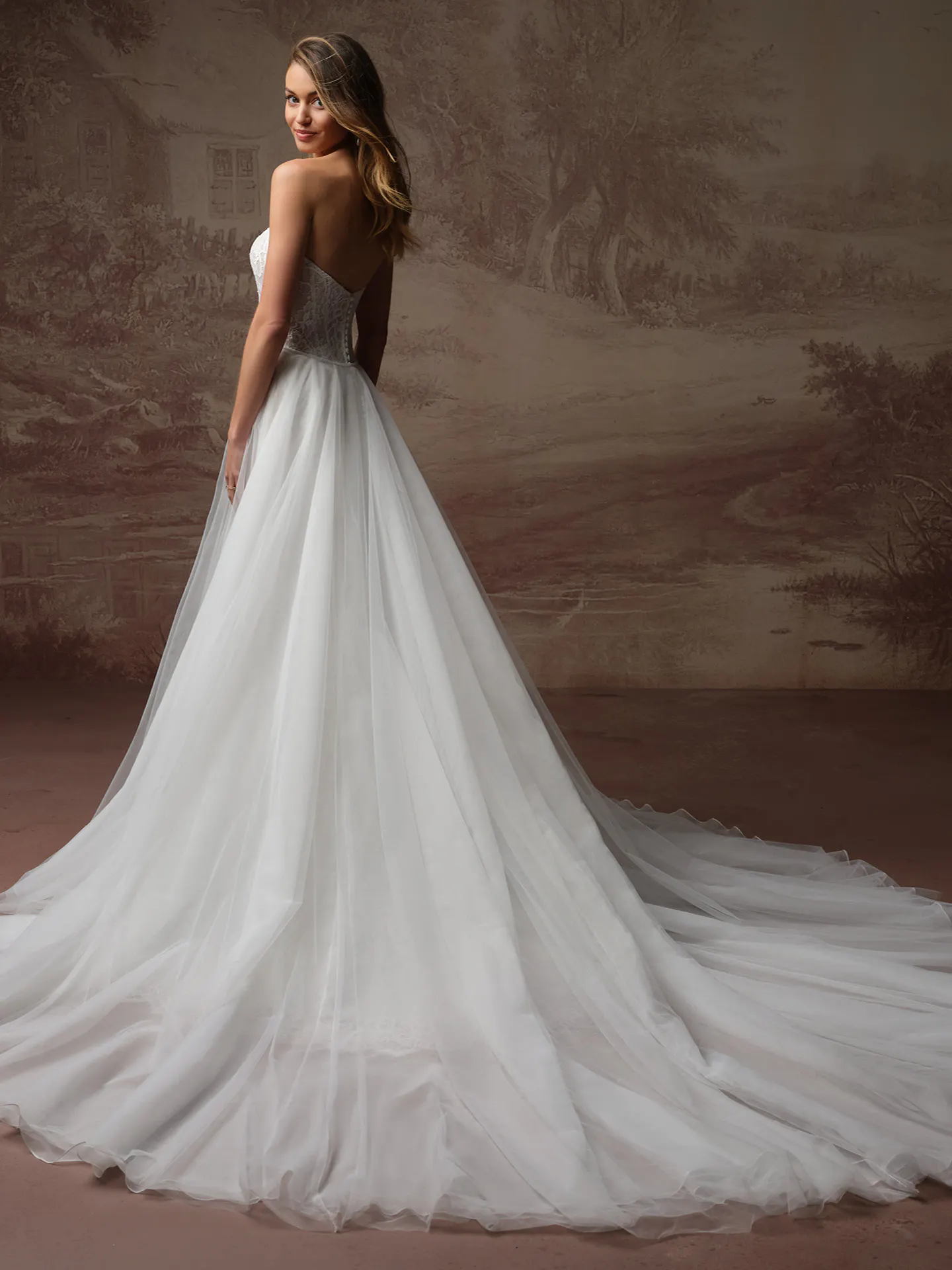 Maggie Sottero Detachable Train Accessory - Plain Tulle 009 accessory, front view.