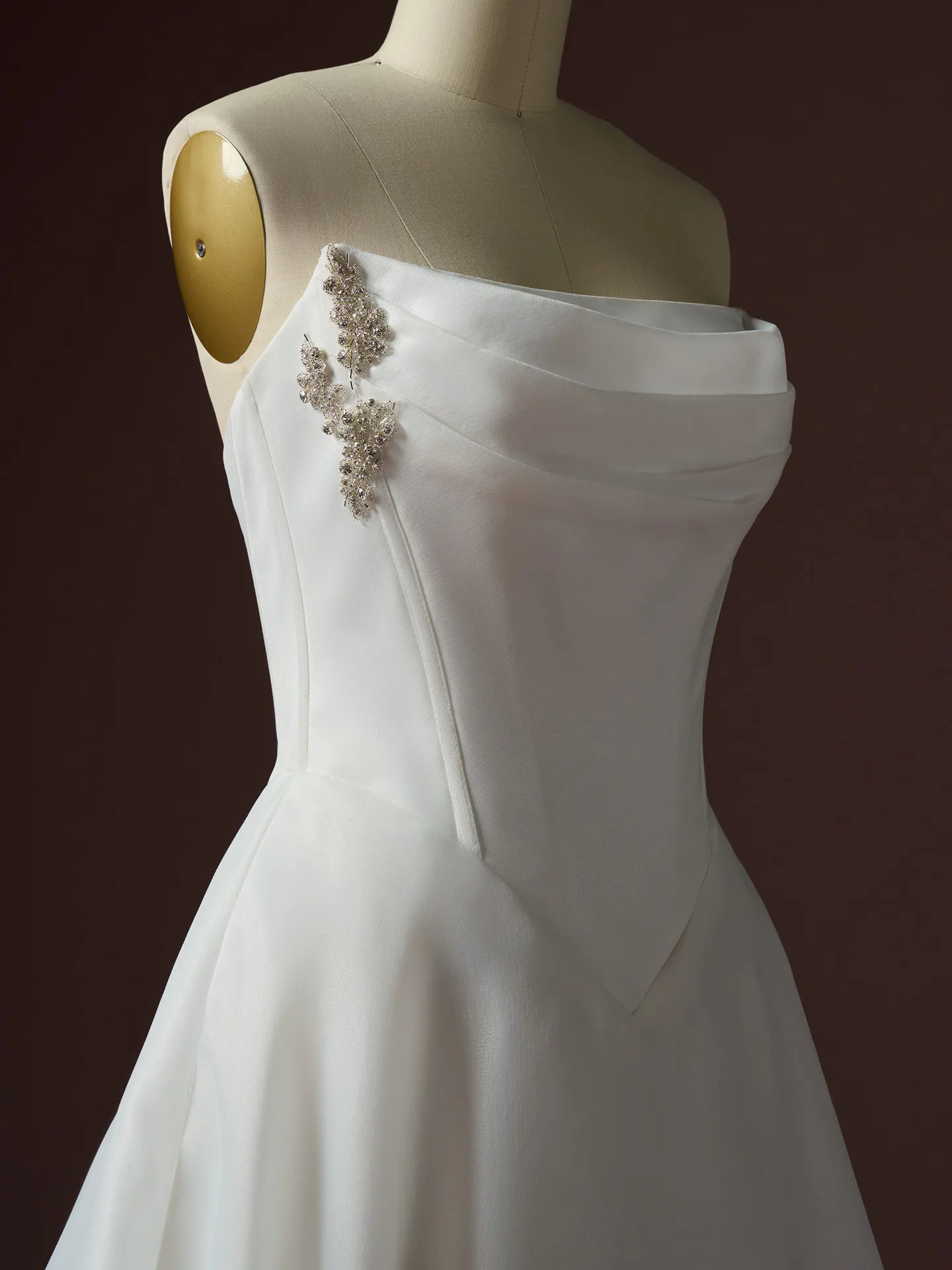 Maggie Sottero Abilene front view A Line dress with beading on bodice.
