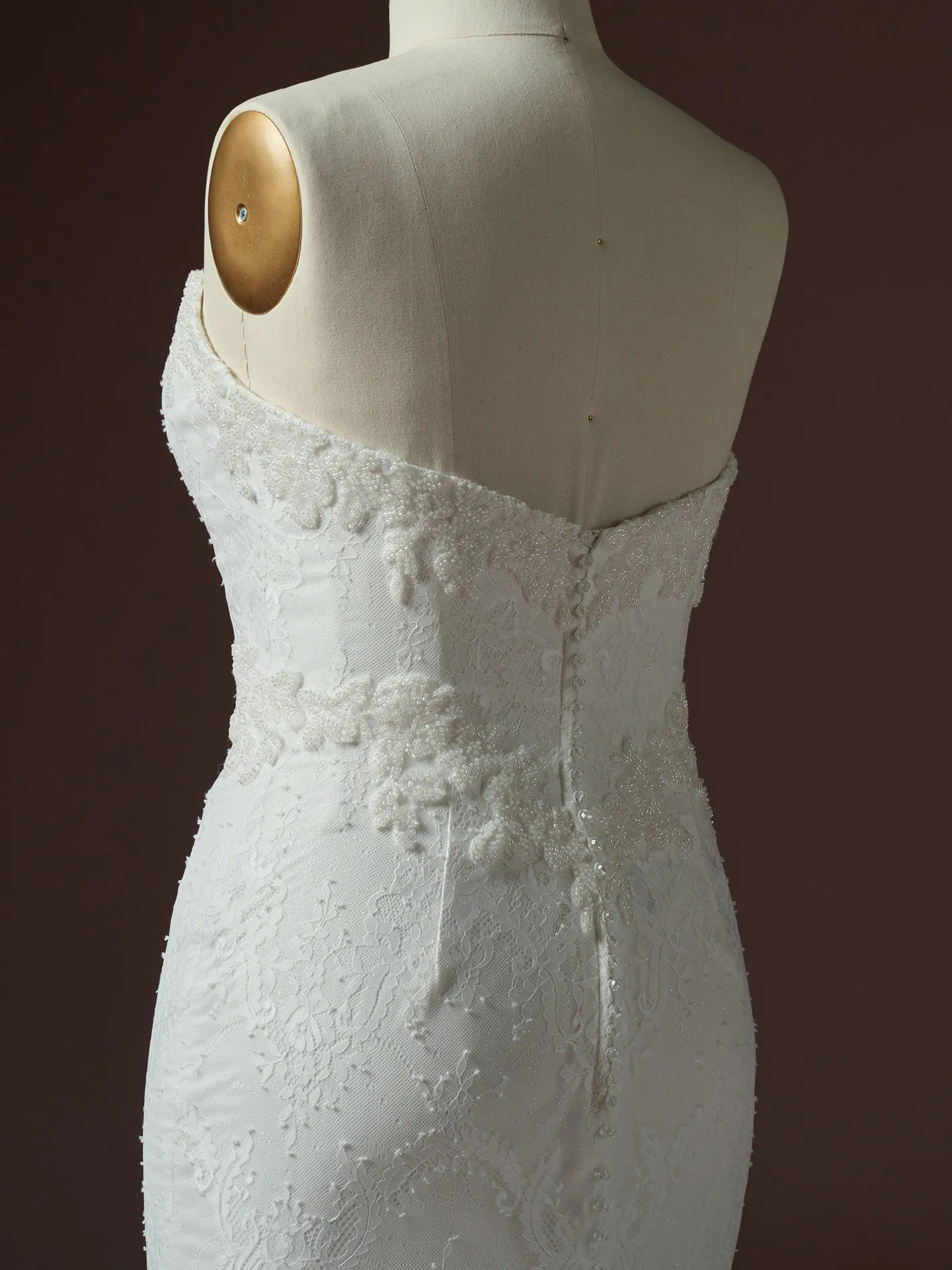 Collette beaded Chantilly lace wedding dress back view Maggie Sottero.