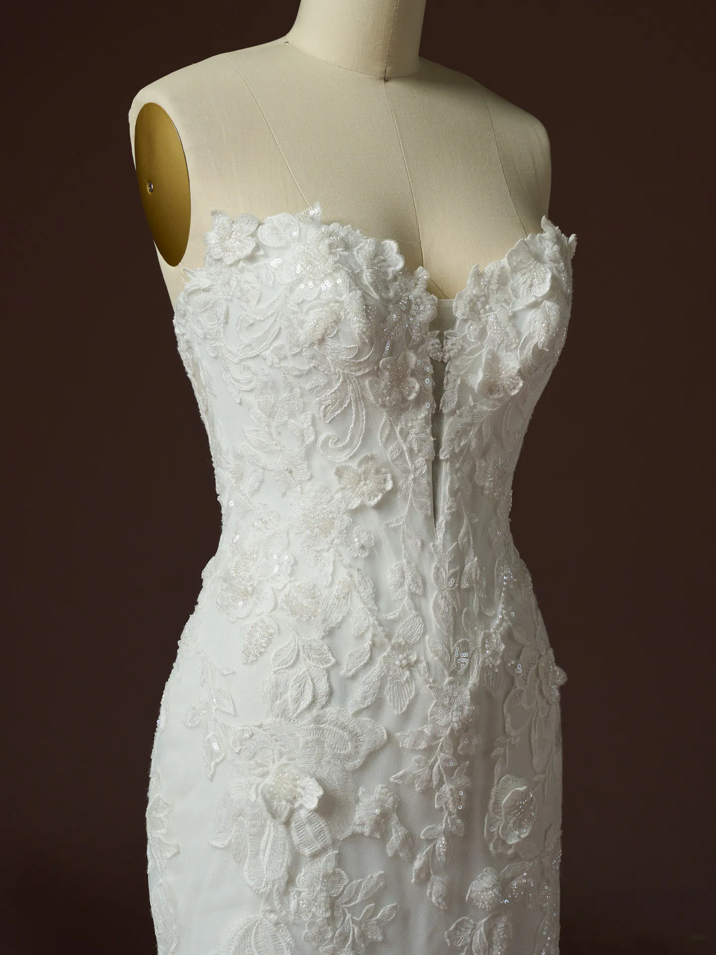 Maggie Sottero Estelle side view 3 D lace wedding dress.