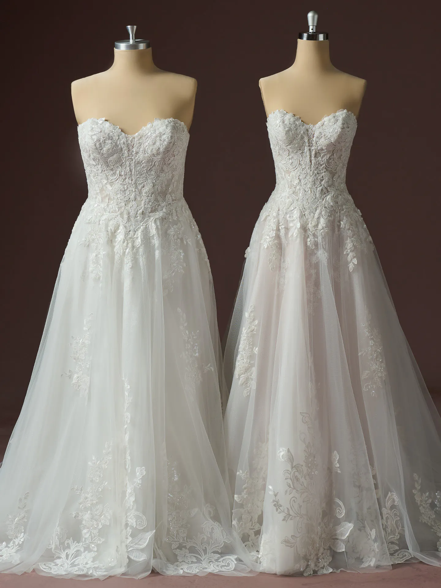 Kate beaded floral lace A-line wedding dress front view Maggie Sottero.