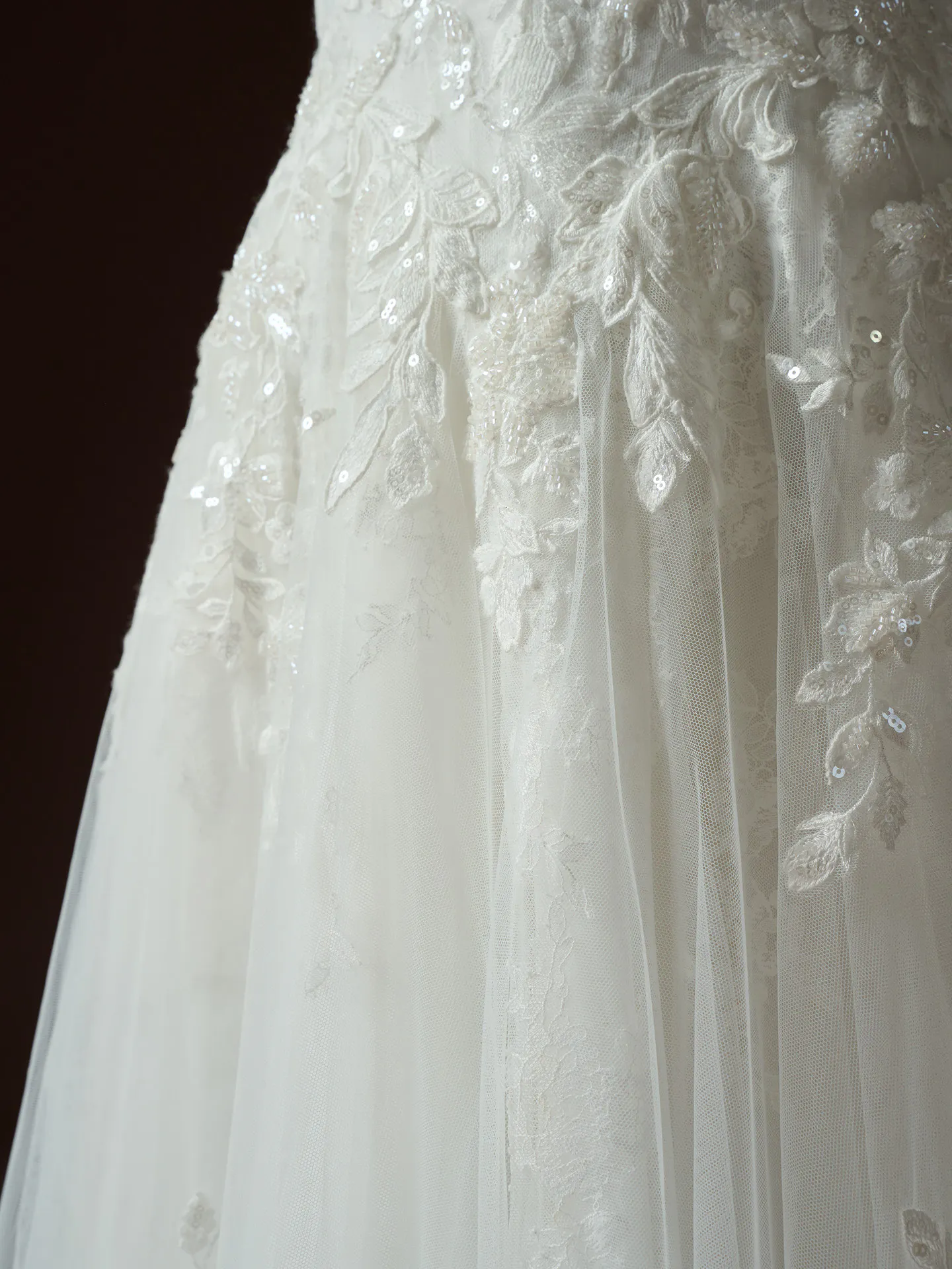 Maggie Sottero Kate floral lace A Line close up.