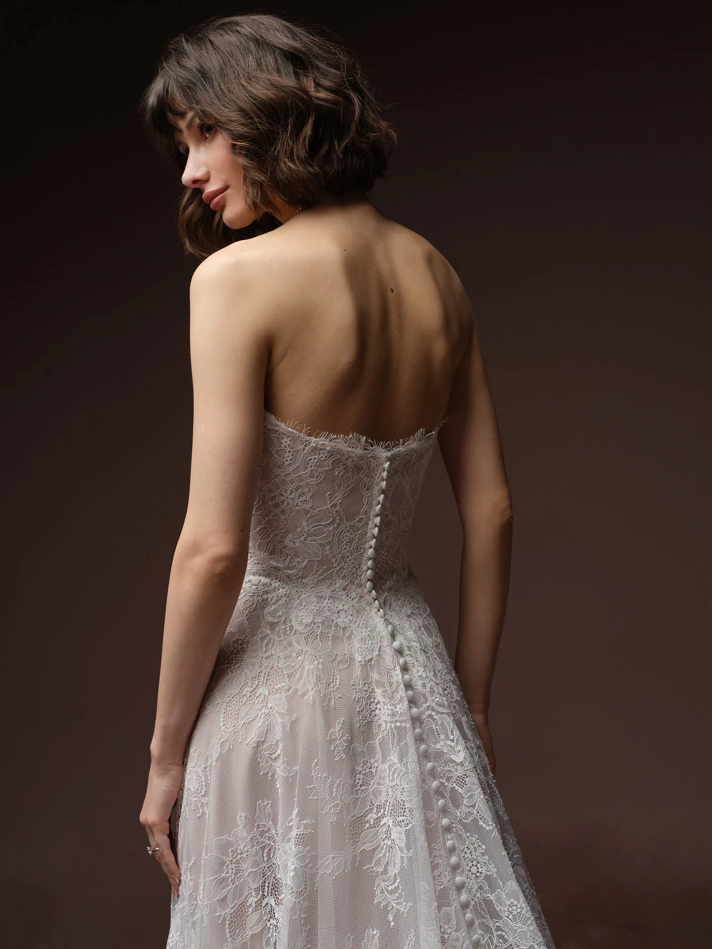 Maelle lace A Line dress back view with buttons Maggie Sottero.