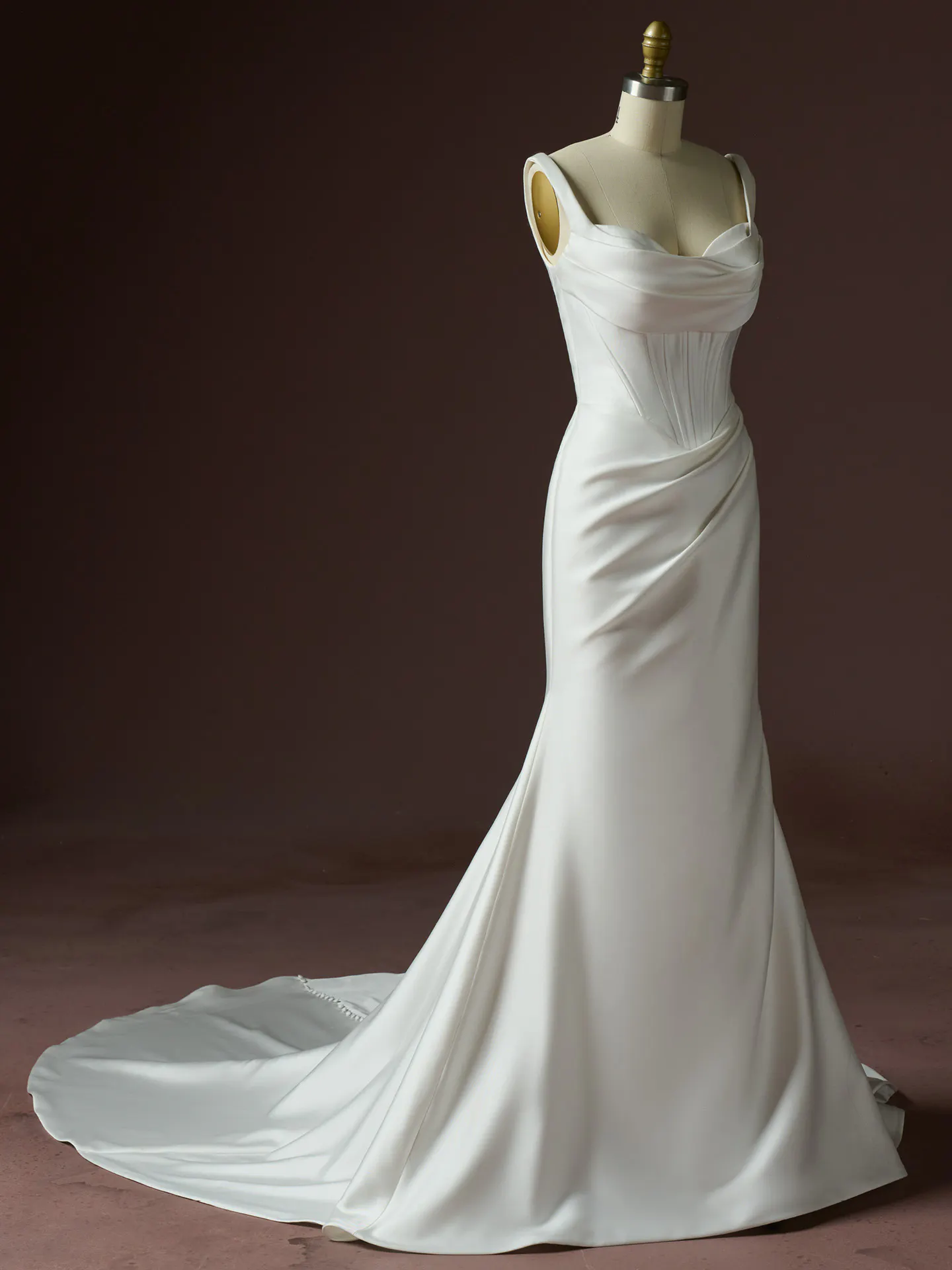Melissa mermaid satin bridal dress front view Maggie Sottero.