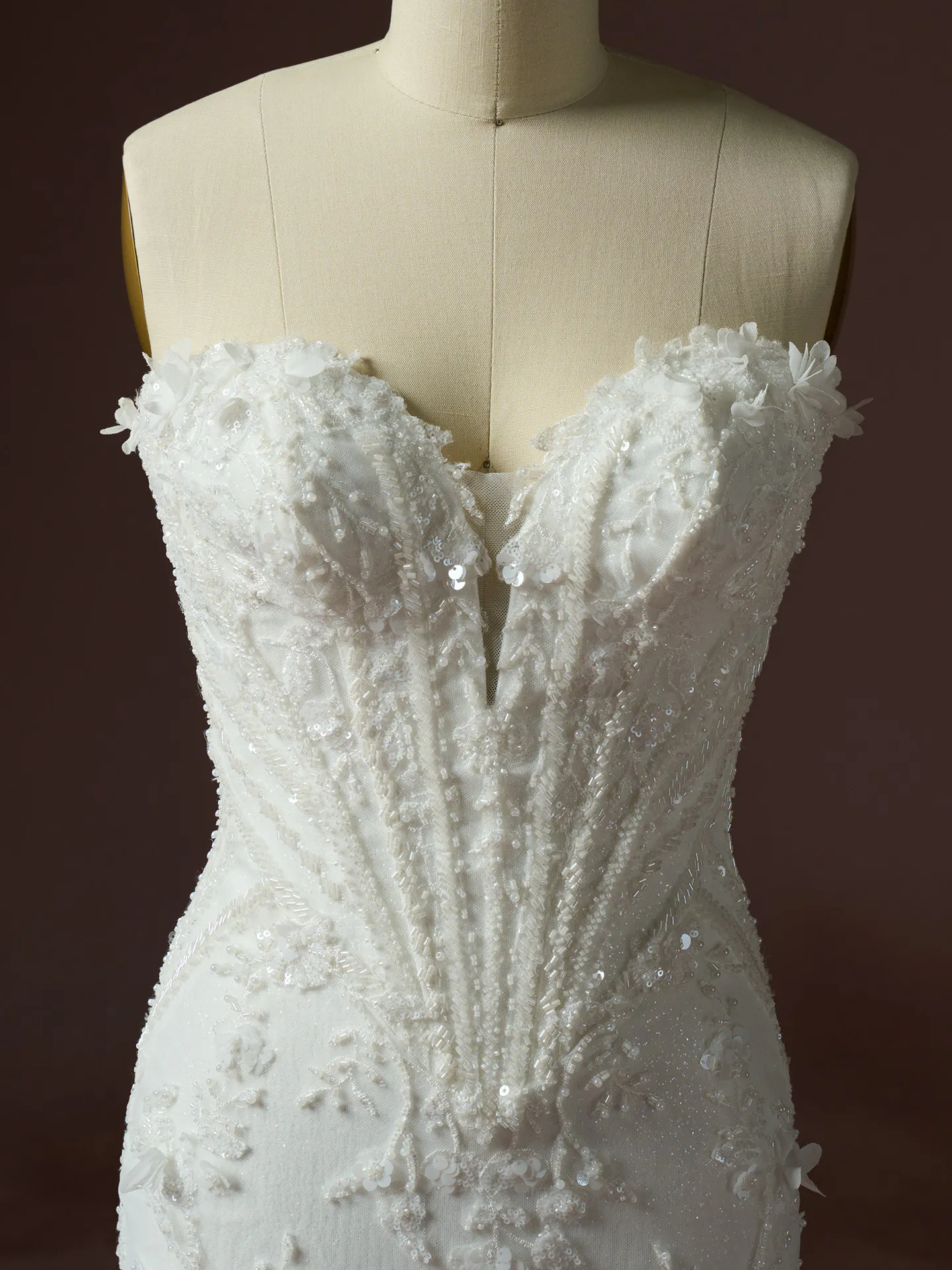 Stasia beaded lace sweetheart dress front view Maggie Sottero.