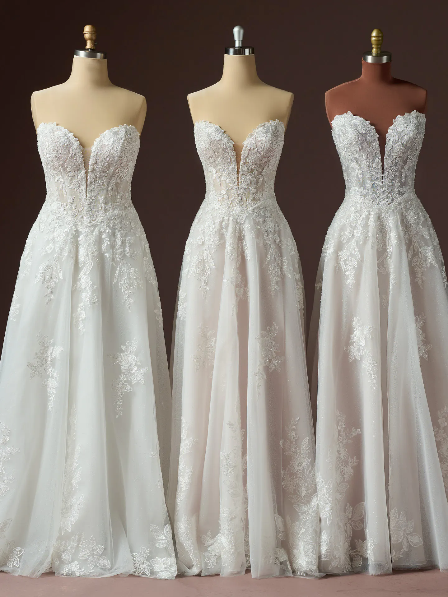 Rebecca Ingram Bernadine lace tulle wedding dress, front view.