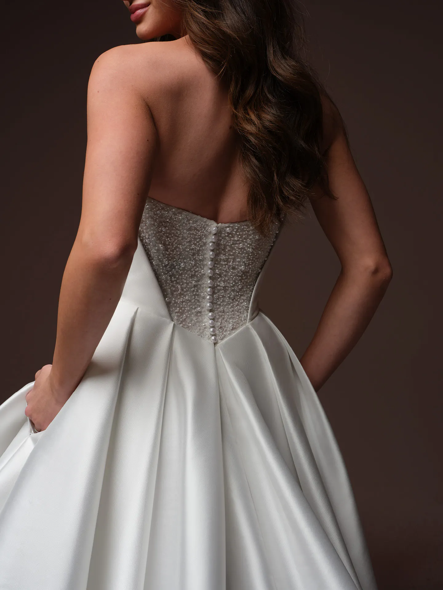 Rebecca Ingram Joanie, back view beaded ballgown wedding dress.