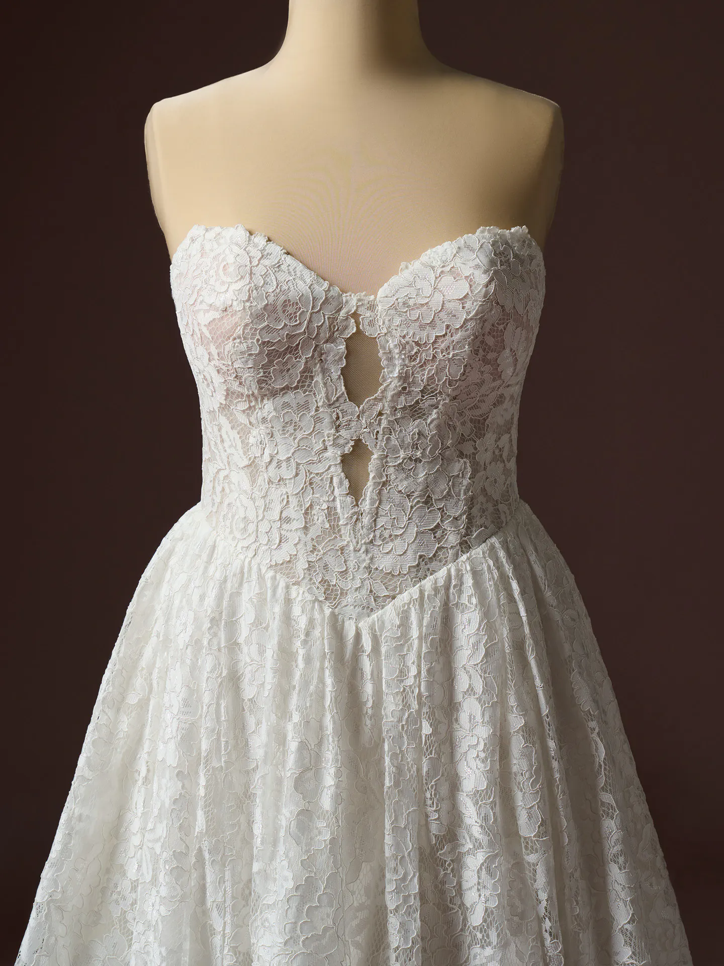 Rebecca Ingram Narelle lace strapless dress, front view.