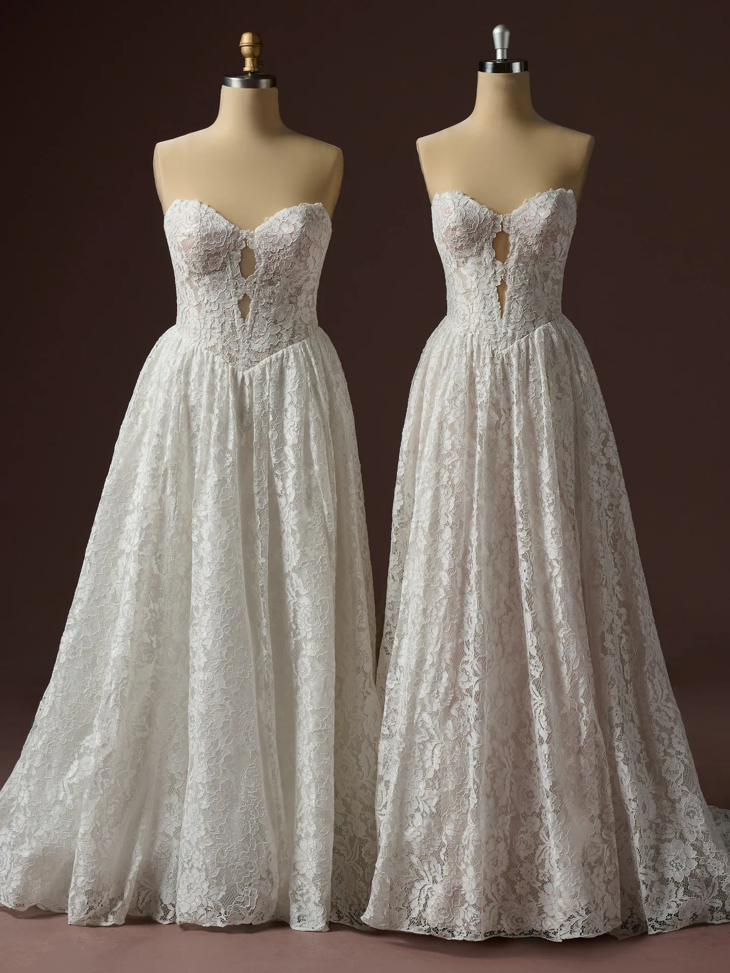 Rebecca Ingram Narelle lace dress, front view on mannequins.