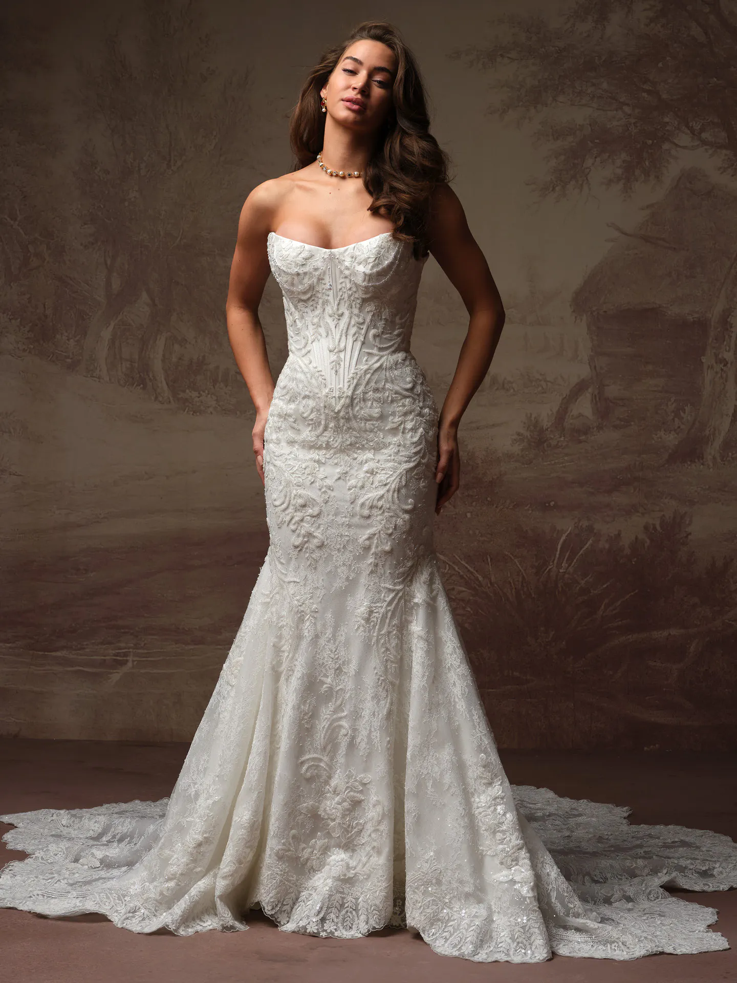 Sottero and Midgley Eirawen lace fit-and flare front view.