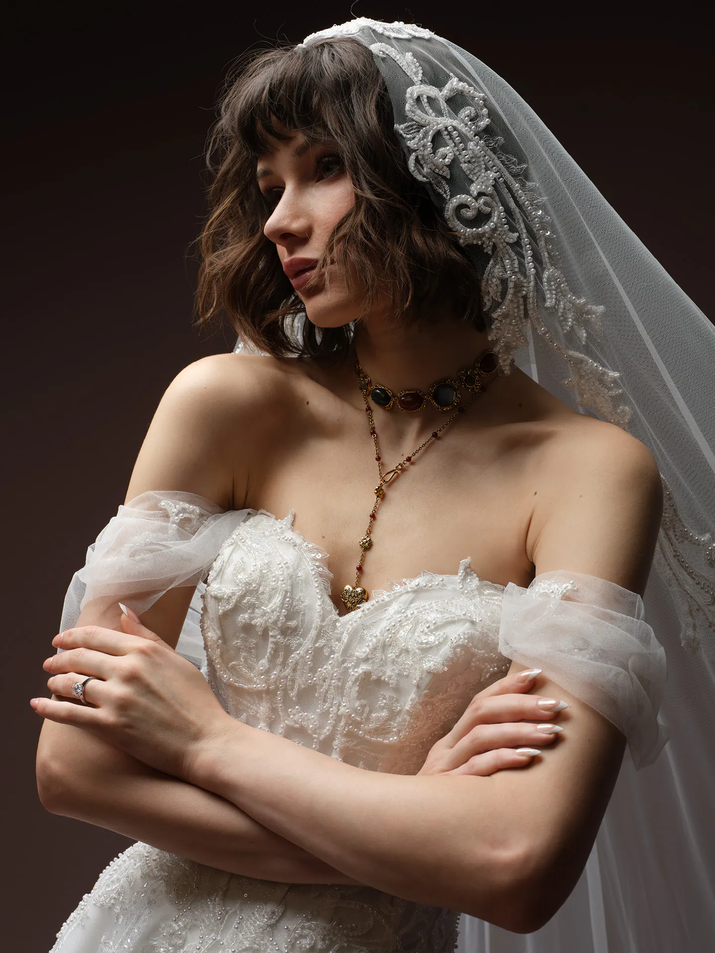 Sottero and Midgley Gwyneth Glitter Tulle Ballgown, front view.