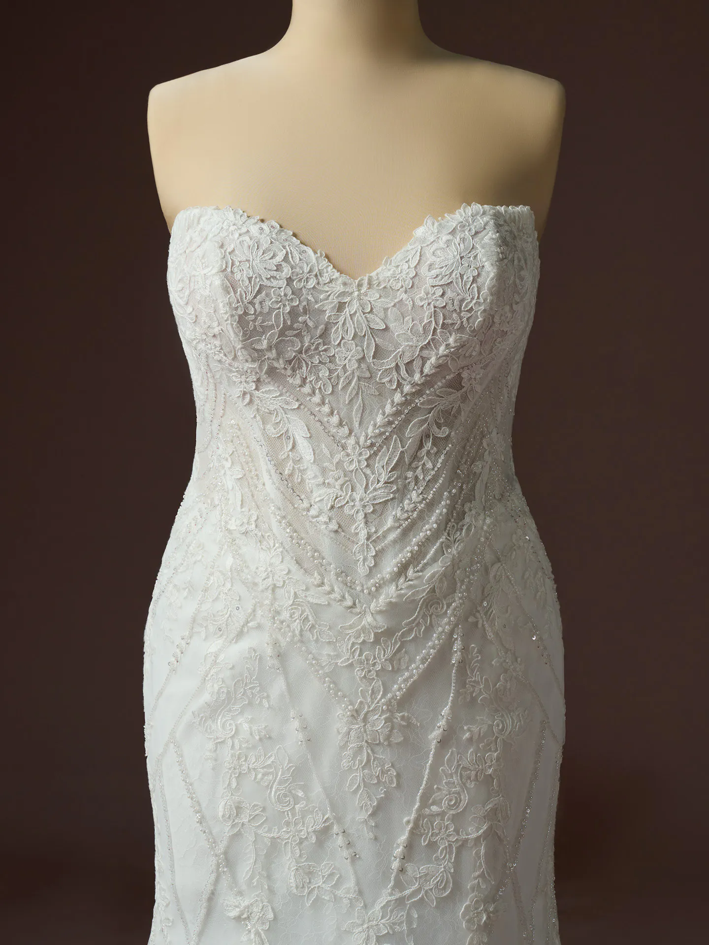 Sottero and Midgley Hester, front view sequined lace bodice wedding dress.
