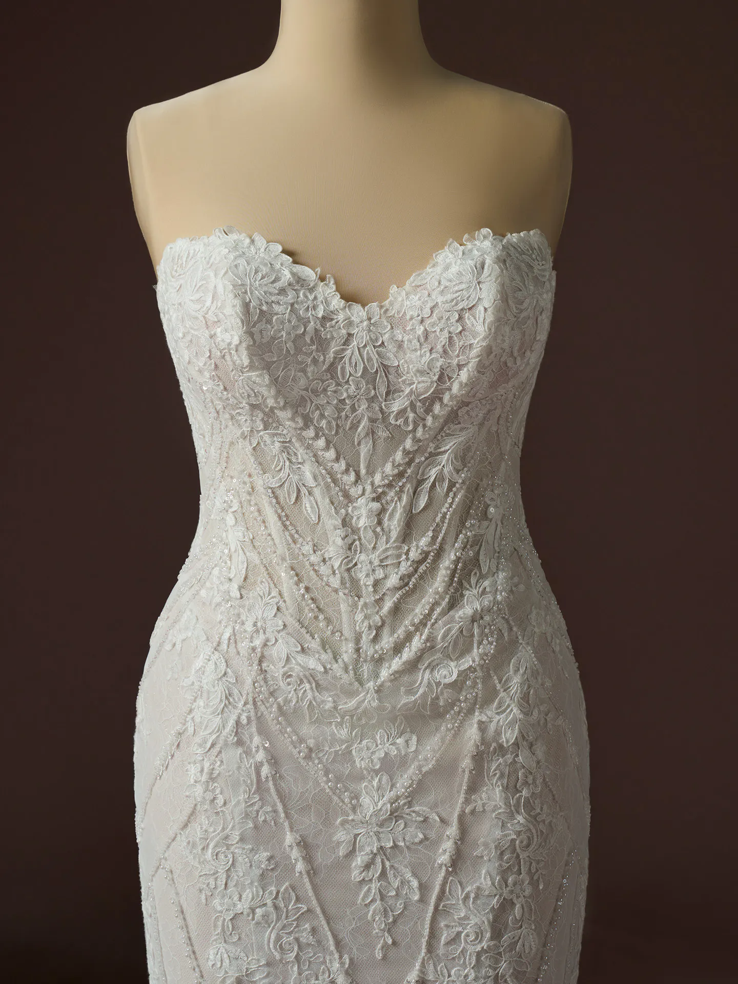 Sottero and Midgley Hester, front view, sequined lace bodice wedding dress.