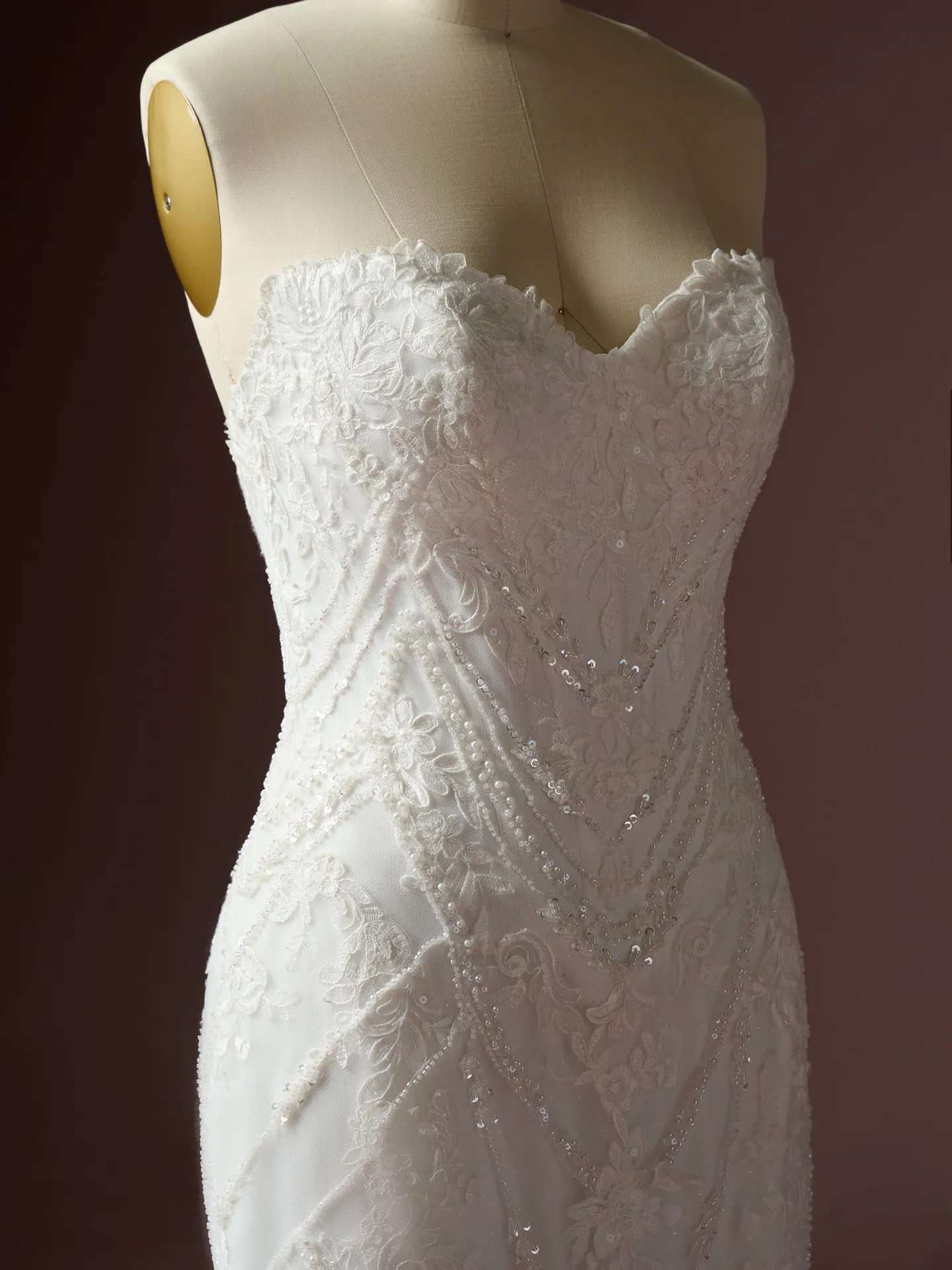 Sottero and Midgley Hester, side view lace bodice dress.