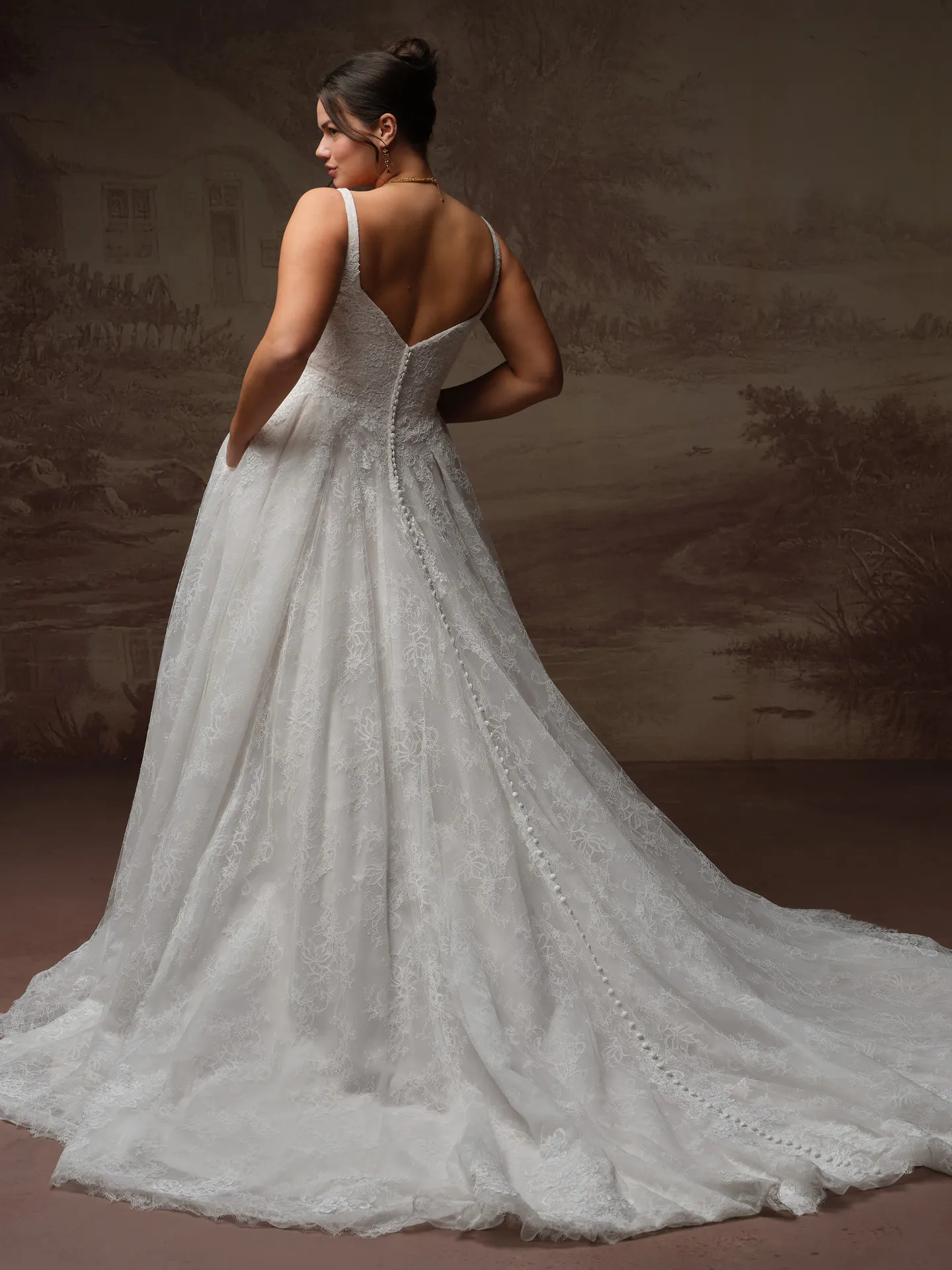 Sottero and Midgley Ivandra, back view glitter tulle ballgown wedding dress.