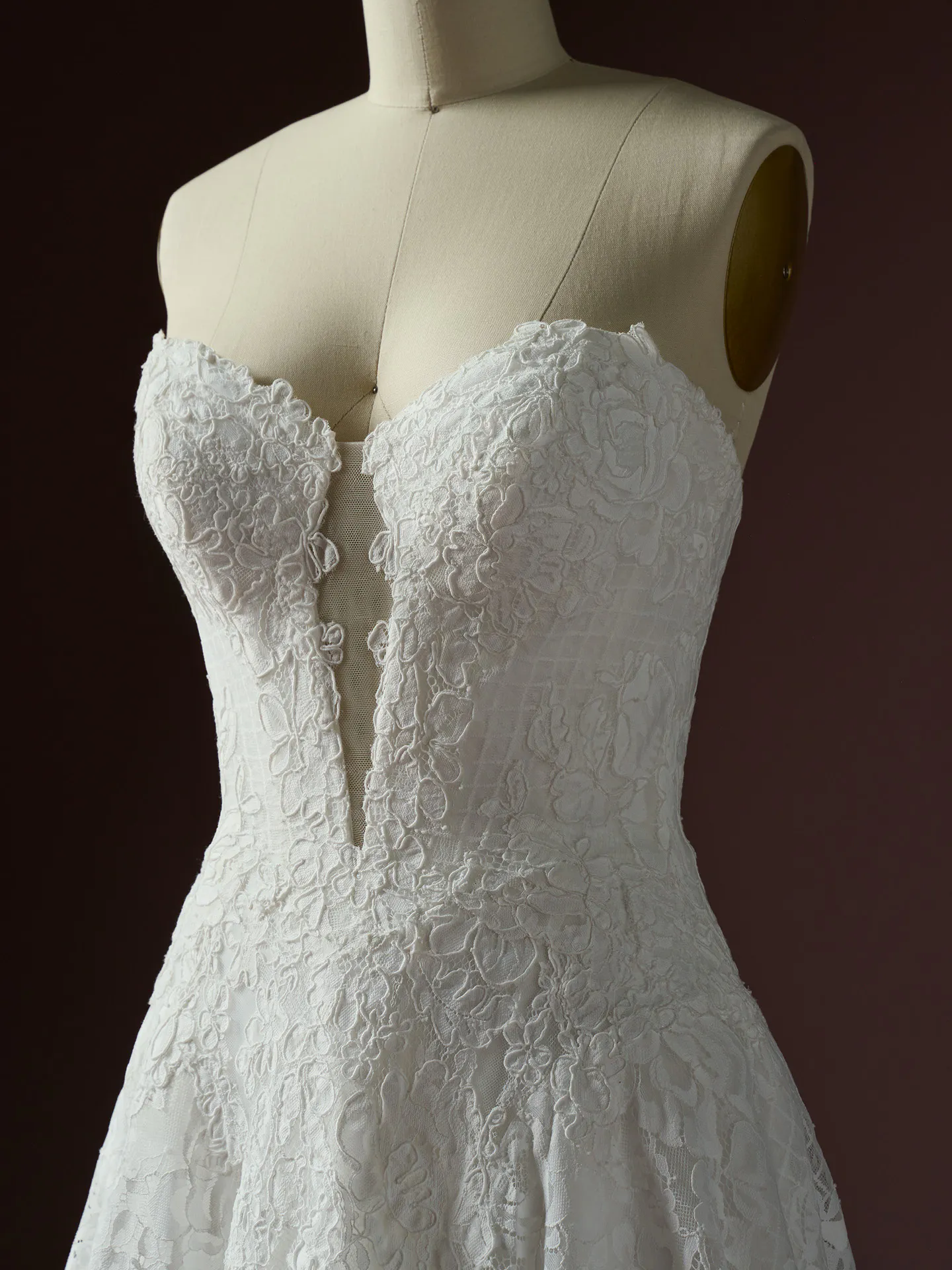 Sottero and Midgley Keeva lace A-line dress, front view.