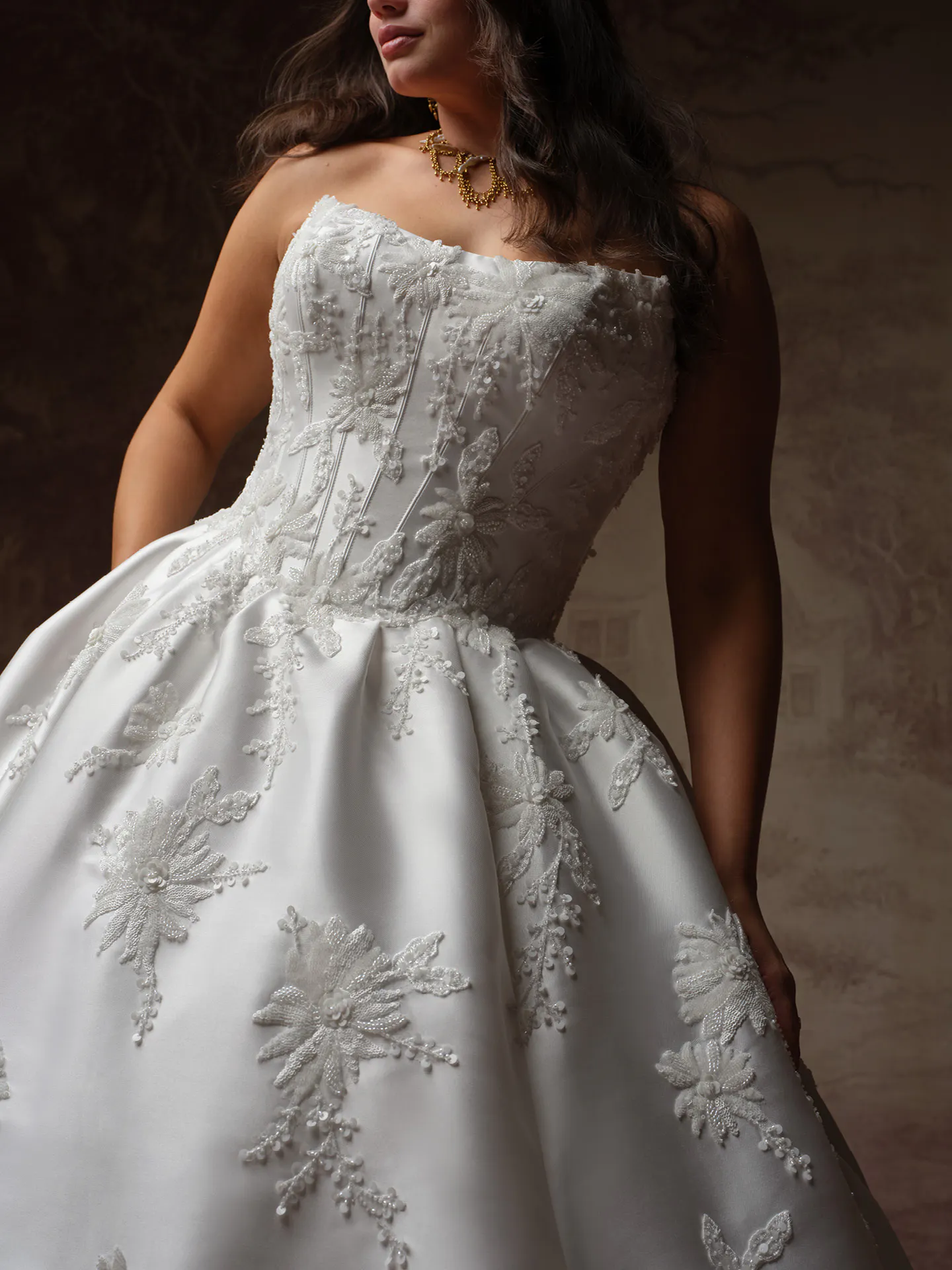 Sottero and Midgley Lucinde beaded lace ballgown, front view.