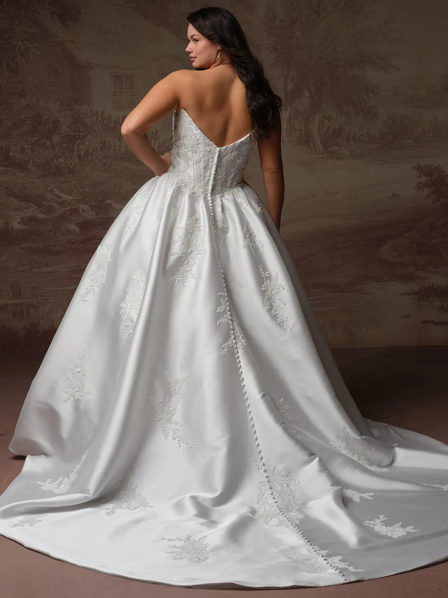 Sottero and Midgley Lucinde, back view ballgown with lace detailing.