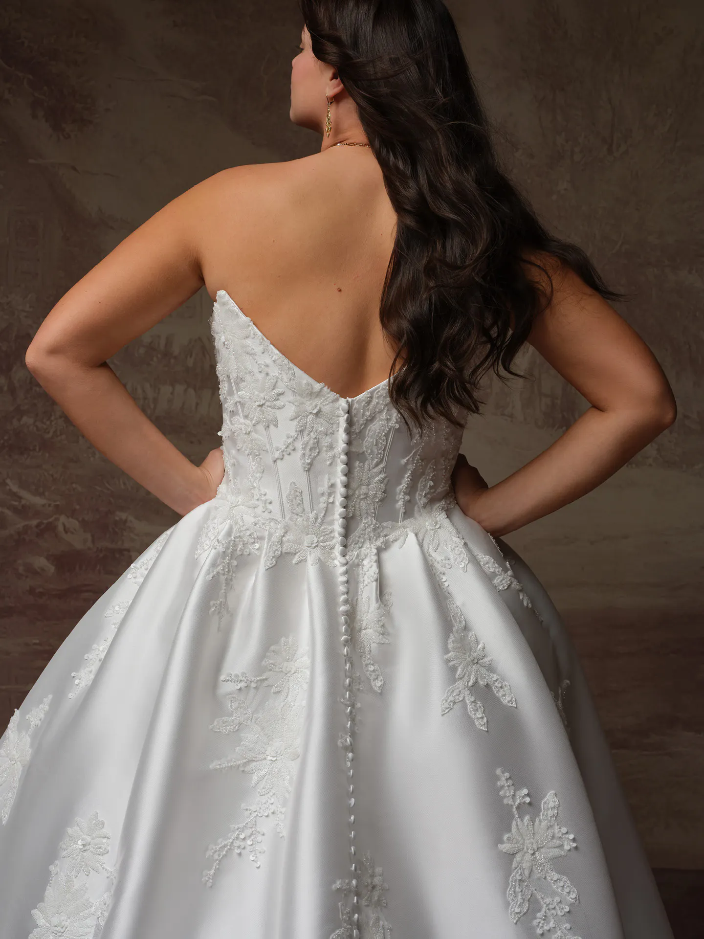 Sottero and Midgley Lucinde, back view beaded lace ballgown wedding dress.