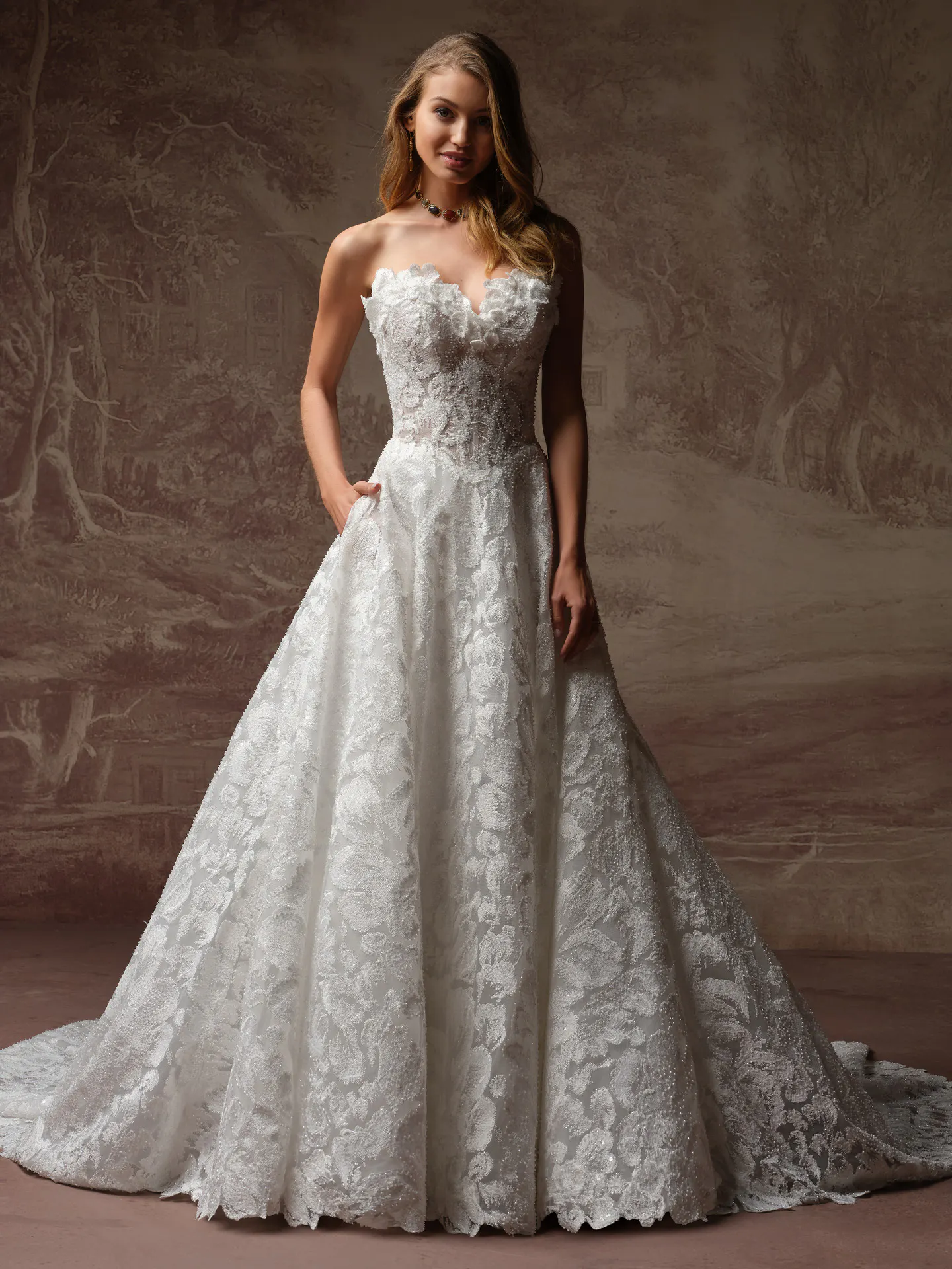 beaded lace trim for wedding dresses Merrigan A-Line Dress | Sottero and Midgley Size:UK 11 with a structured yet Dress/Jumpsuit/Romper Betty Boop | Little