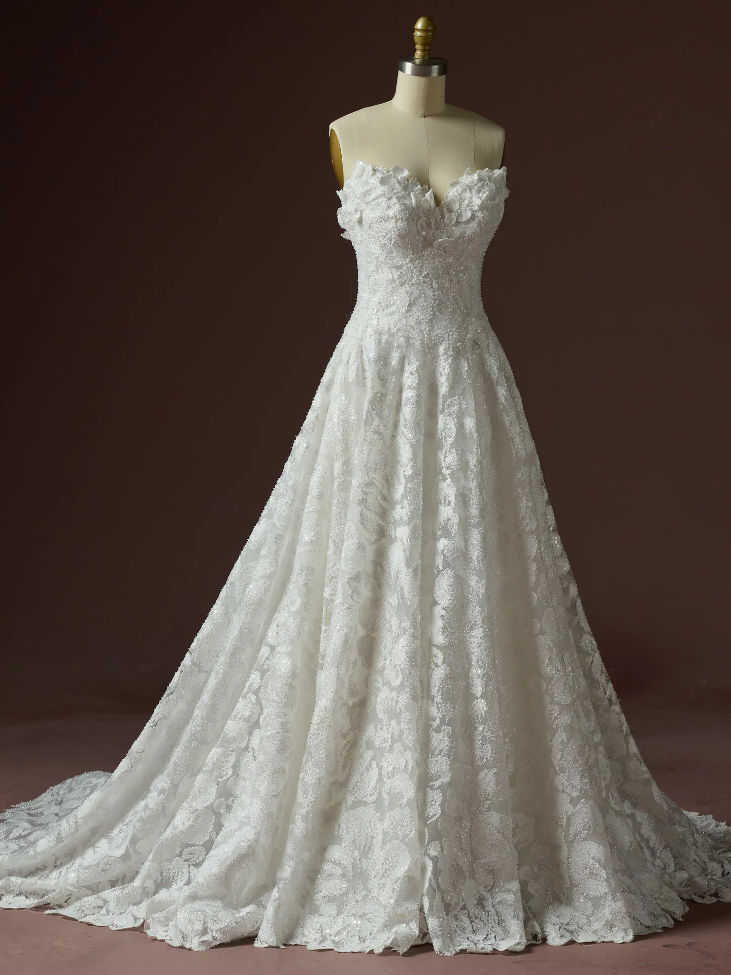 Sottero and Midgley Merrigan A-Line, front view on mannequin.