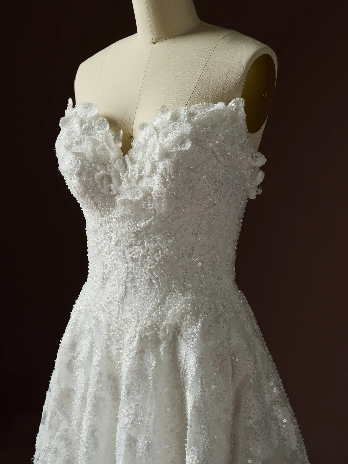 Sottero and Midgley Merrigan beaded lace A-line wedding dress, front view.