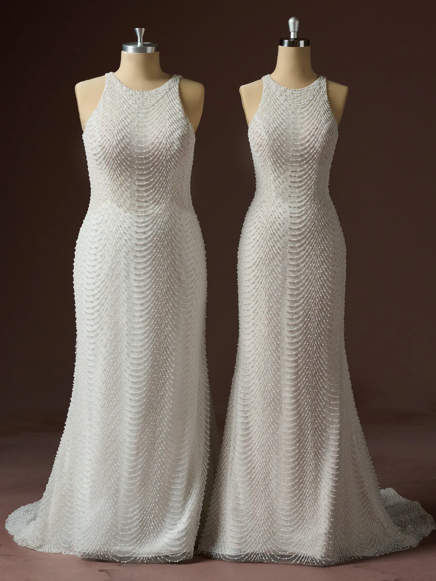 Sottero and Midgley Oleta Pearl lace sheath wedding dress, front view.