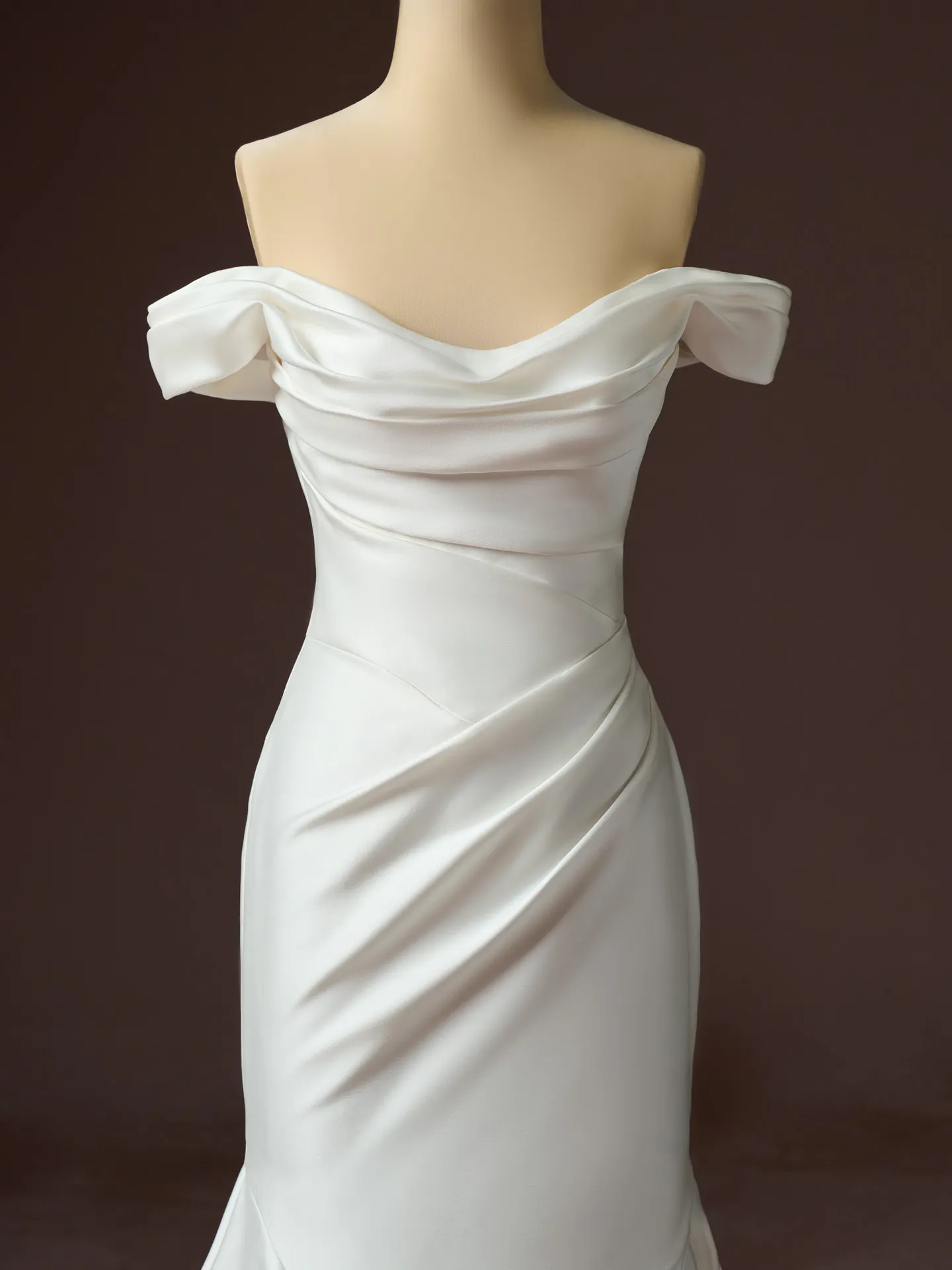 Sottero and Midgley Recine satin fit-and-flare dress, front view.
