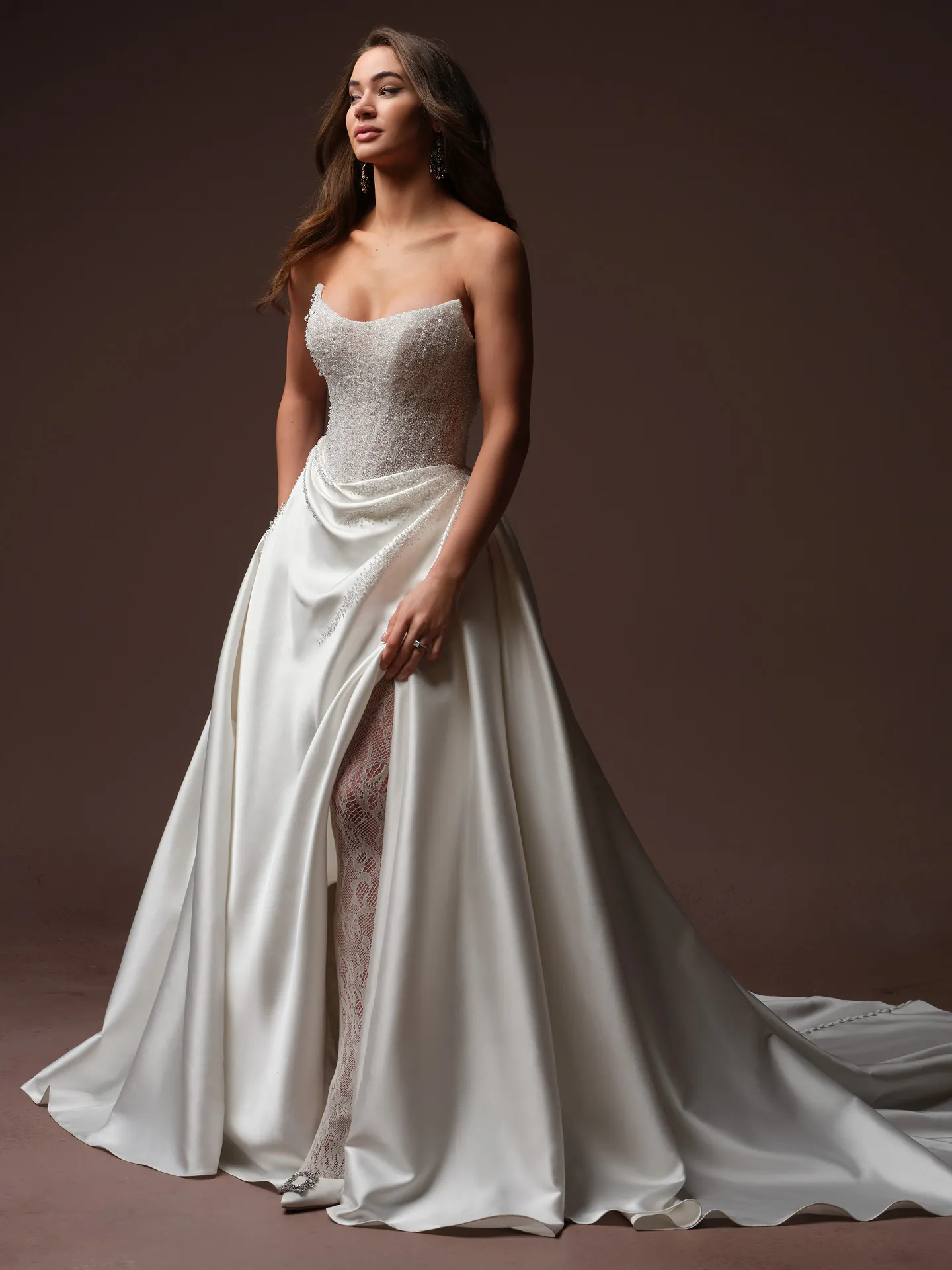 Sottero and Midgley Rumi, front view beaded bodice ballgown wedding dress.