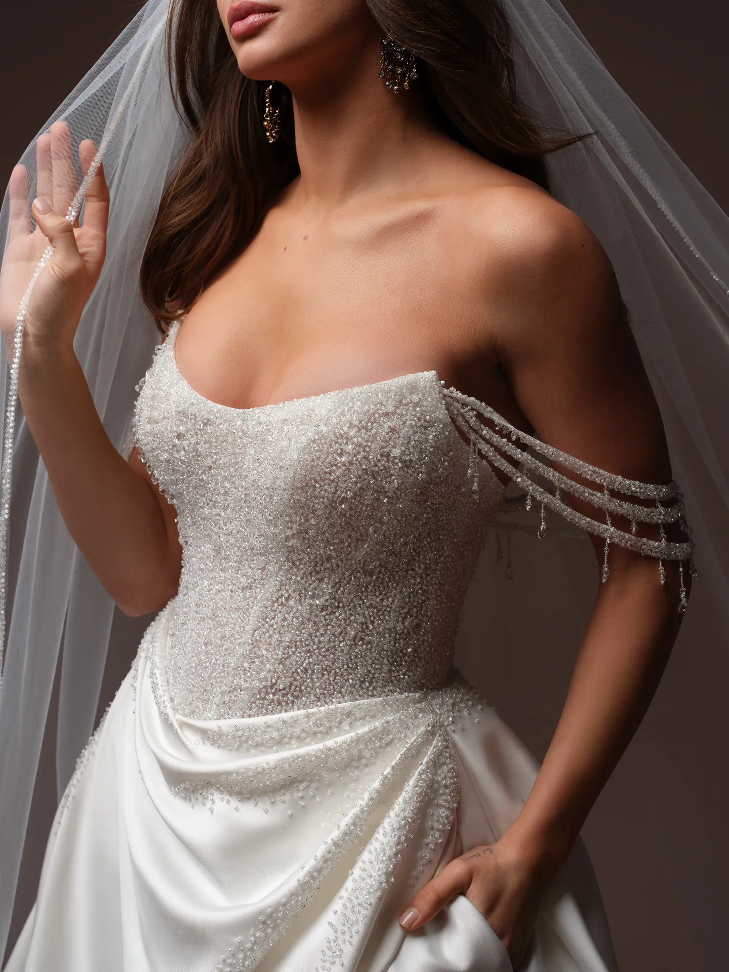Sottero and Midgley Rumi beaded bodice ballgown wedding dress, front view.