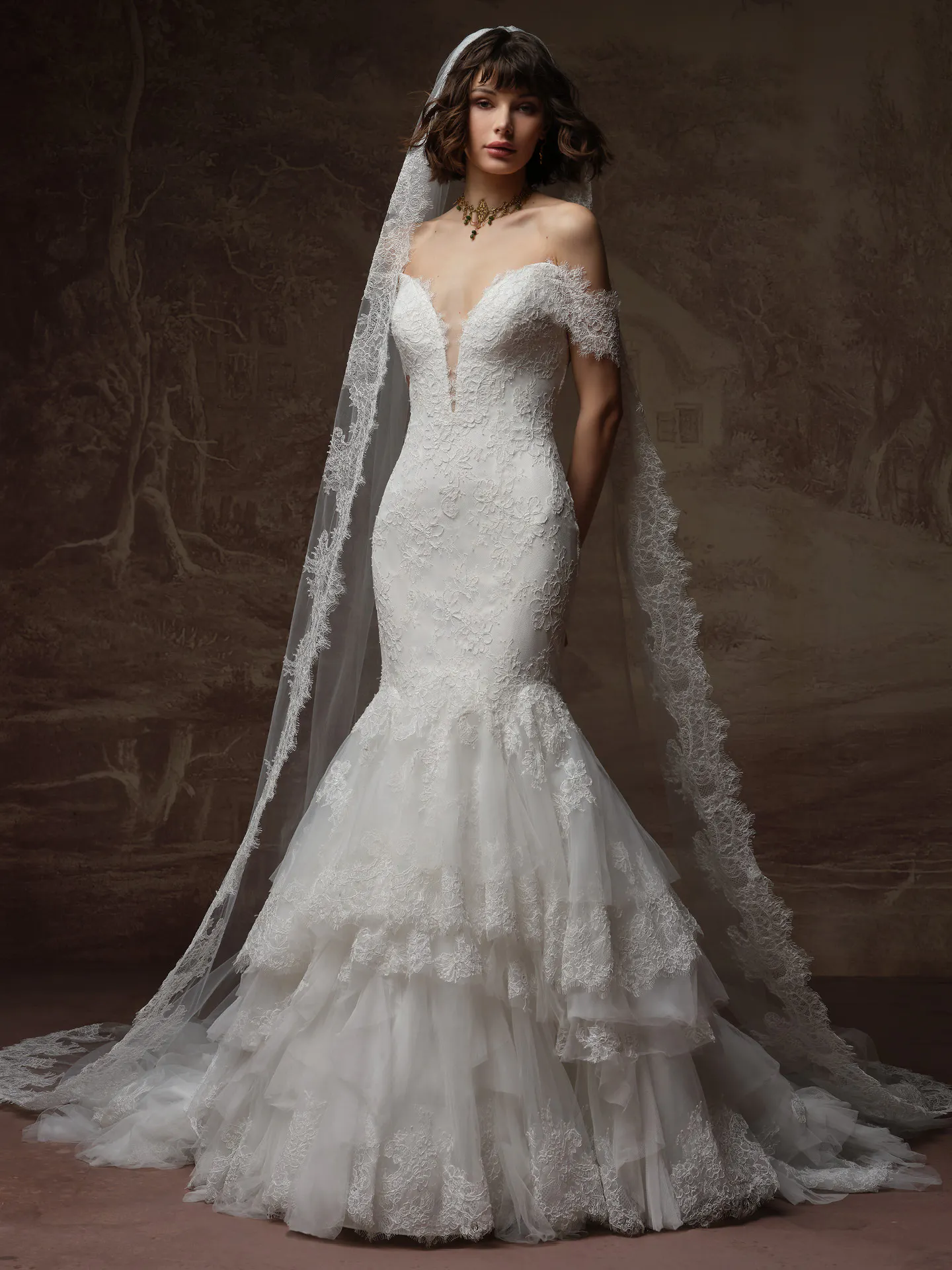 Sottero and Midgley Sauvignon lace mermaid wedding dress, front view.