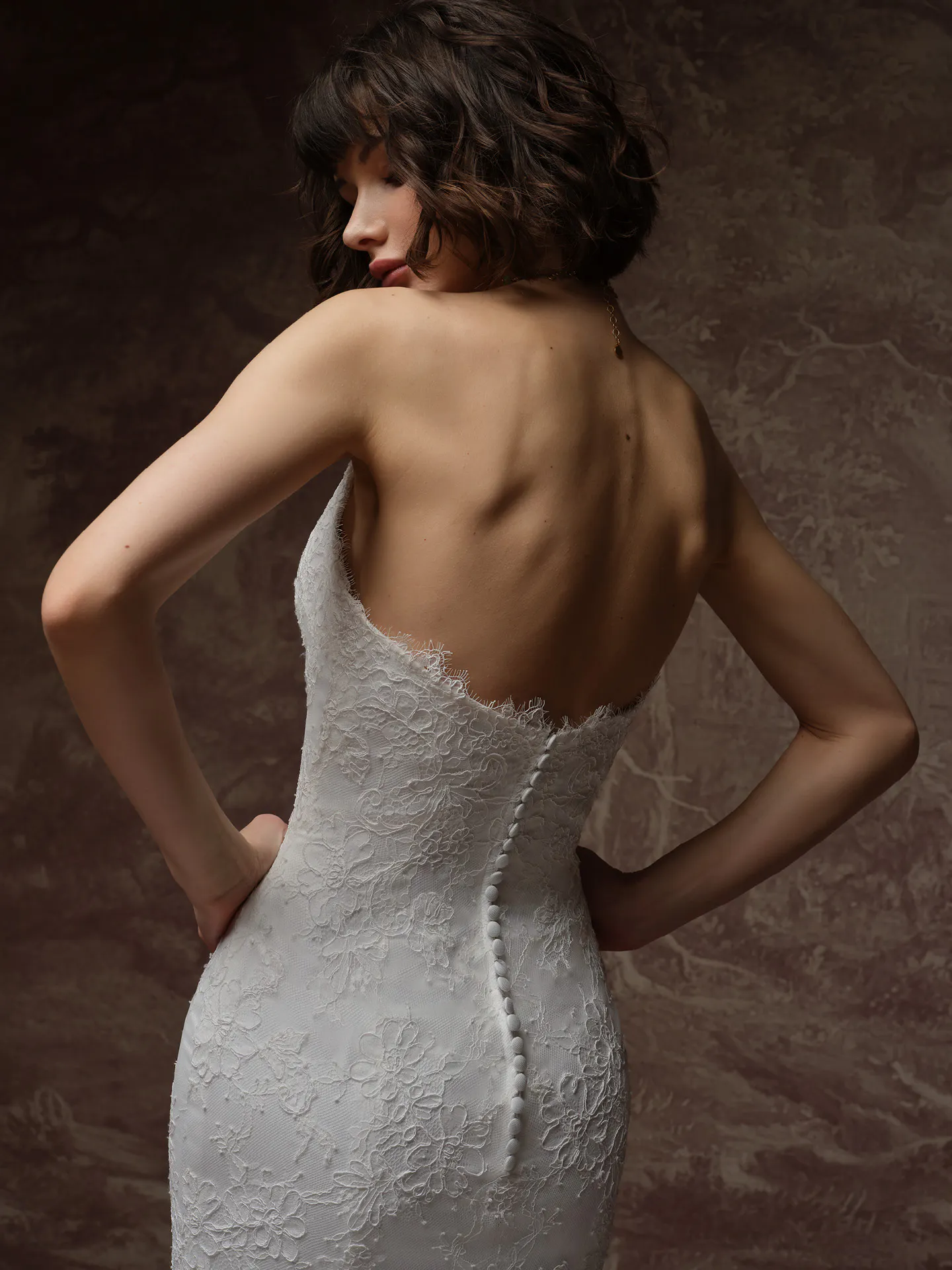 Sottero and Midgley Sauvignon, back view lace mermaid wedding dress.