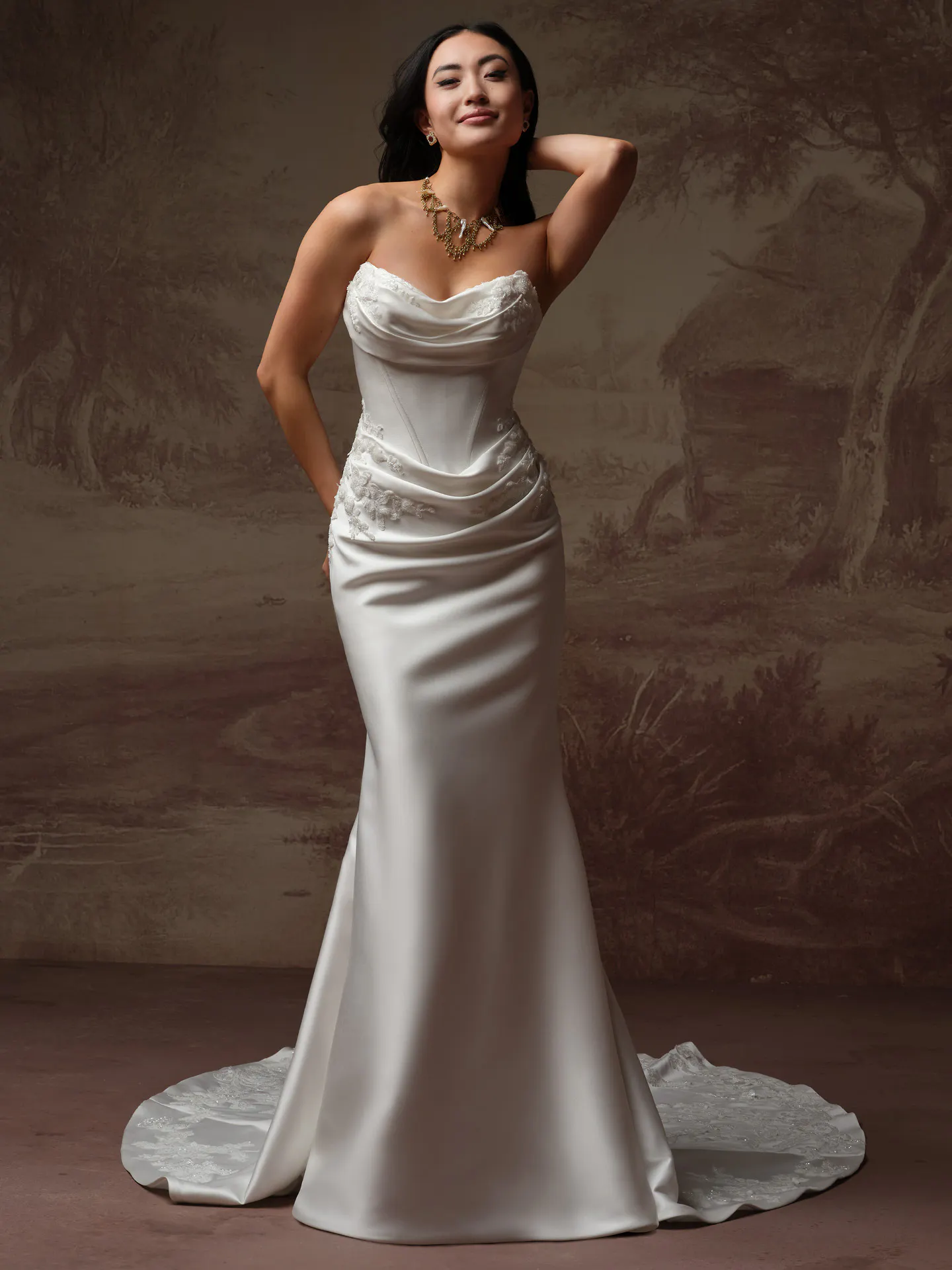 Sottero and Midgley Yadira fit-and-flare, front view.