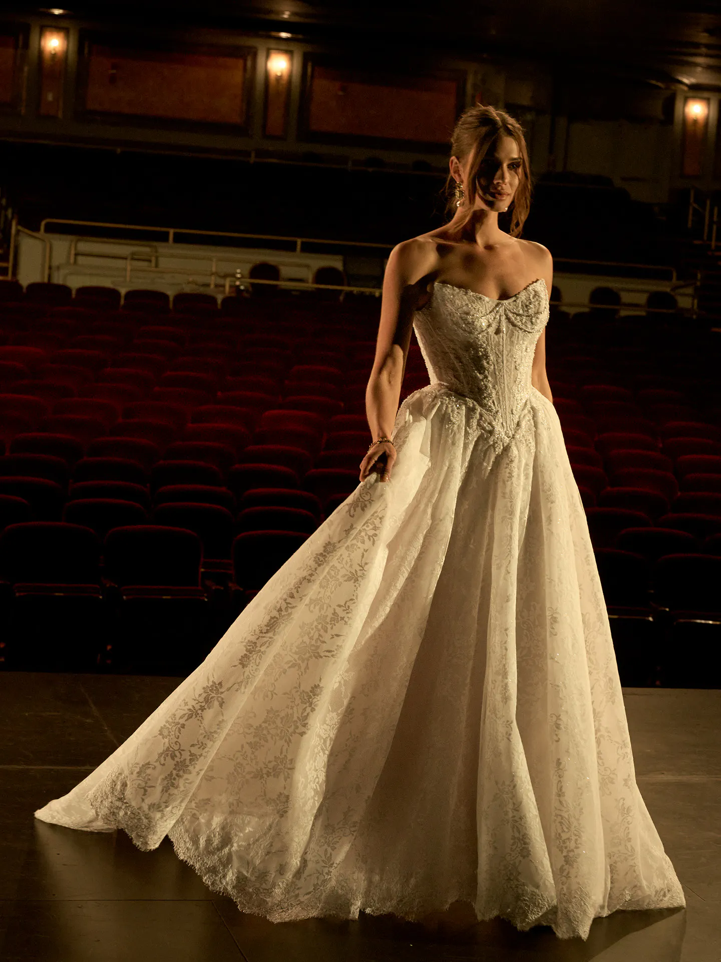 Ryland Chantilly Lace Basque Waist Ballgown Dress | Maggie Sottero