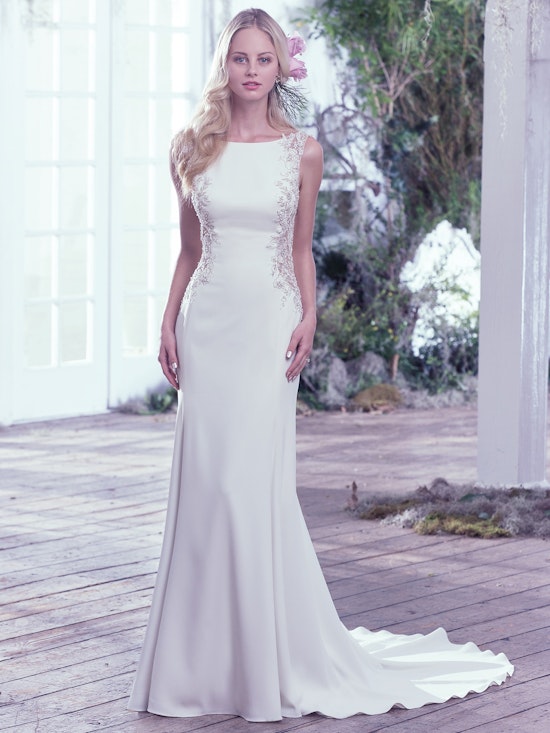 Andie (6MS768) Simple Crepe Wedding Dress by Maggie Sottero