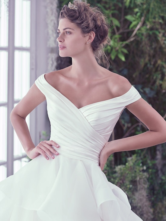 Zulani (6MW835) Simple Off the Shoulder Wedding Dress by Maggie Sottero