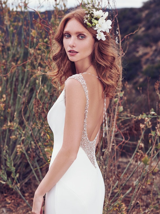 Evangelina (7MC923) Simple Satin Wedding Dress By Maggie Sottero